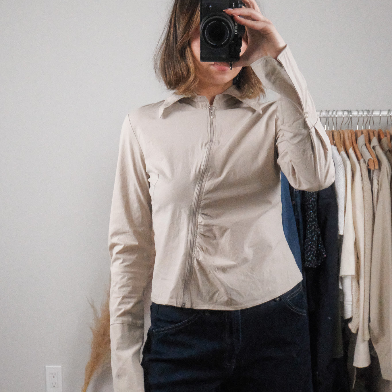 Vintage x Asymmetrical Zip Up (S)
