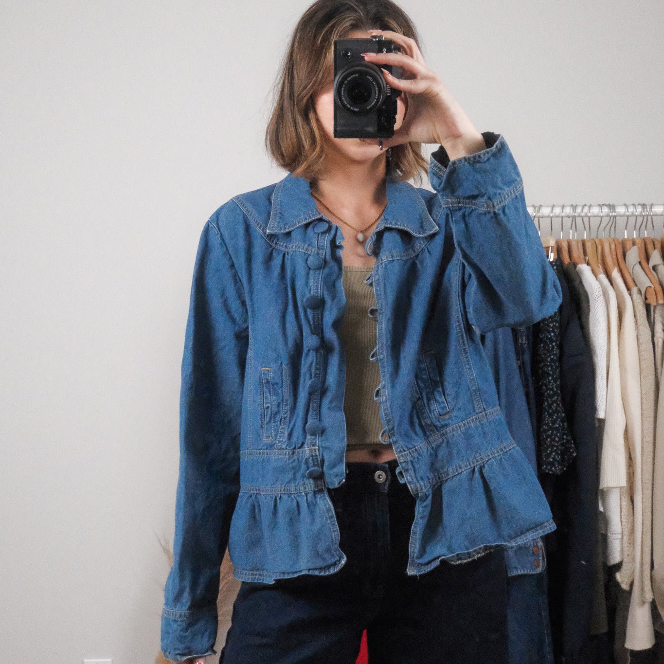 Vintage x Denim Collared Jacket (L)