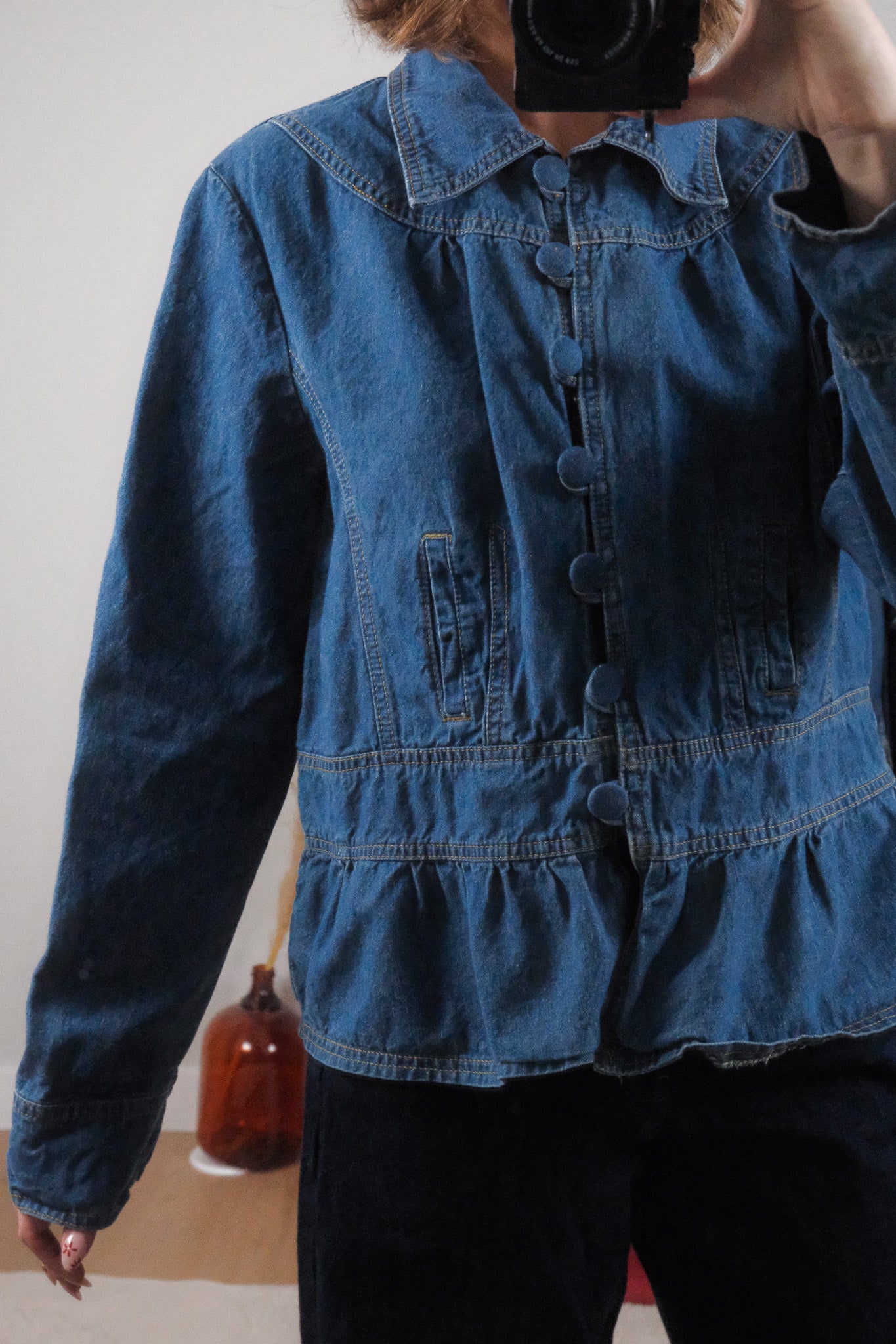 Vintage x Denim Collared Jacket (L)