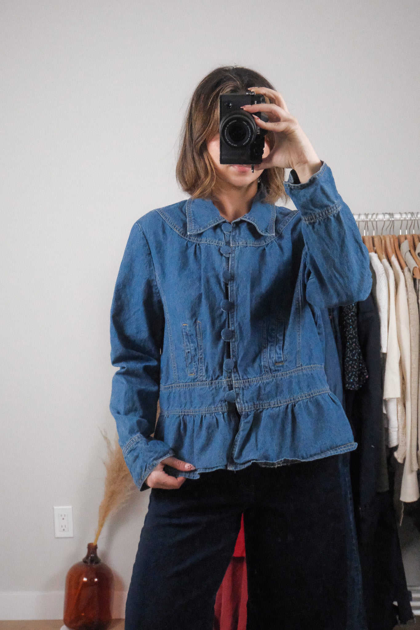 Vintage x Denim Collared Jacket (L)