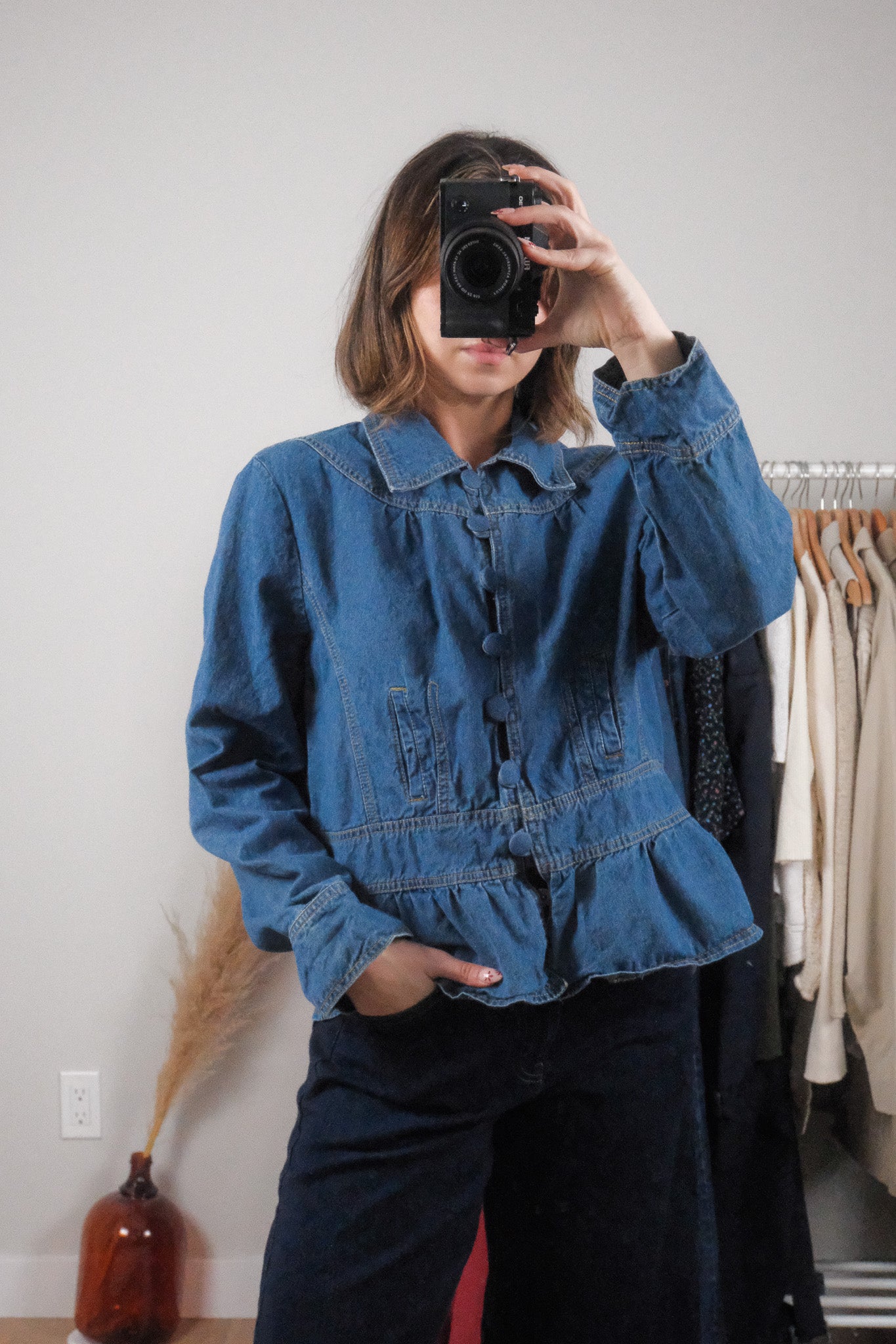 Vintage x Denim Collared Jacket (L)