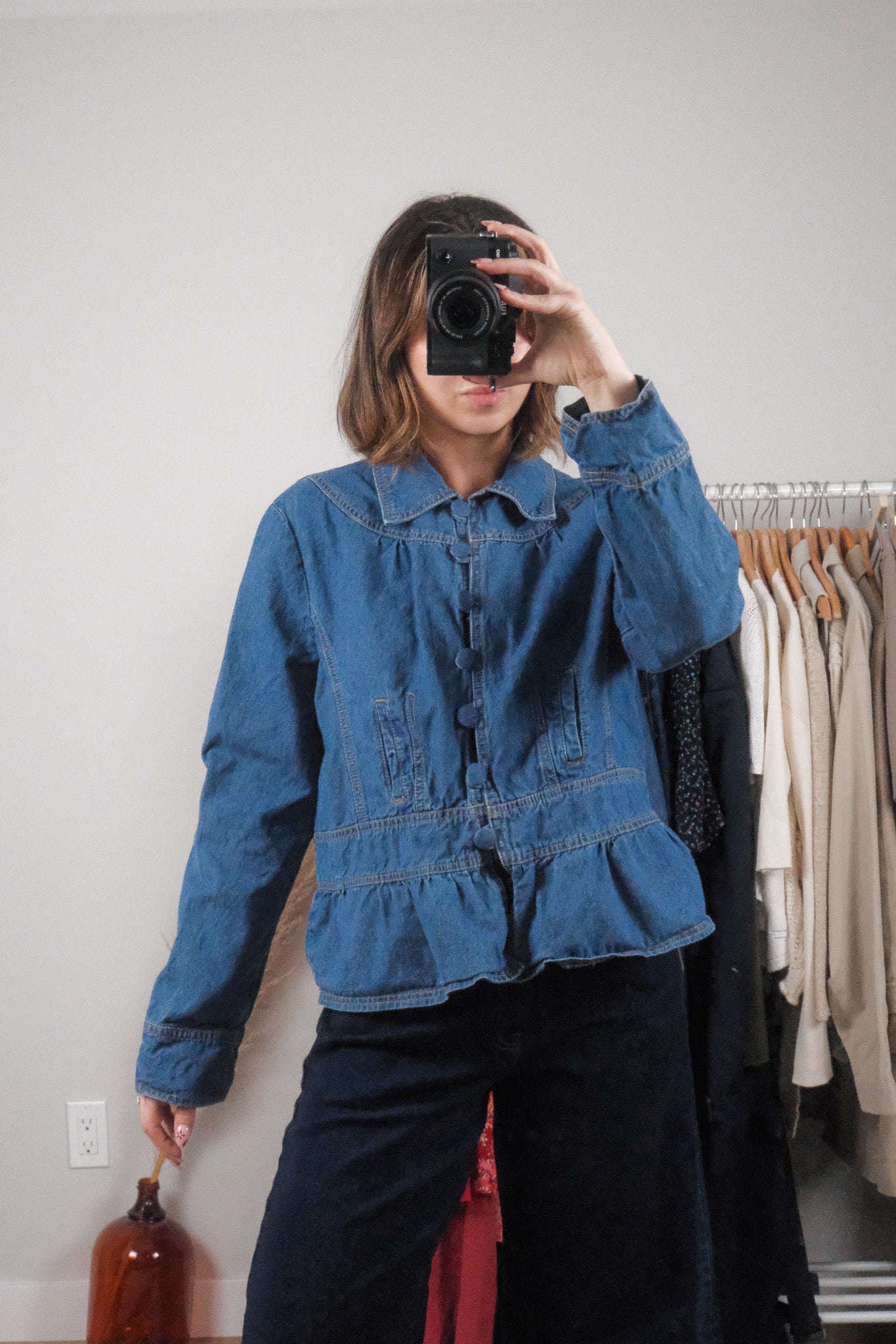 Vintage x Denim Collared Jacket (L)