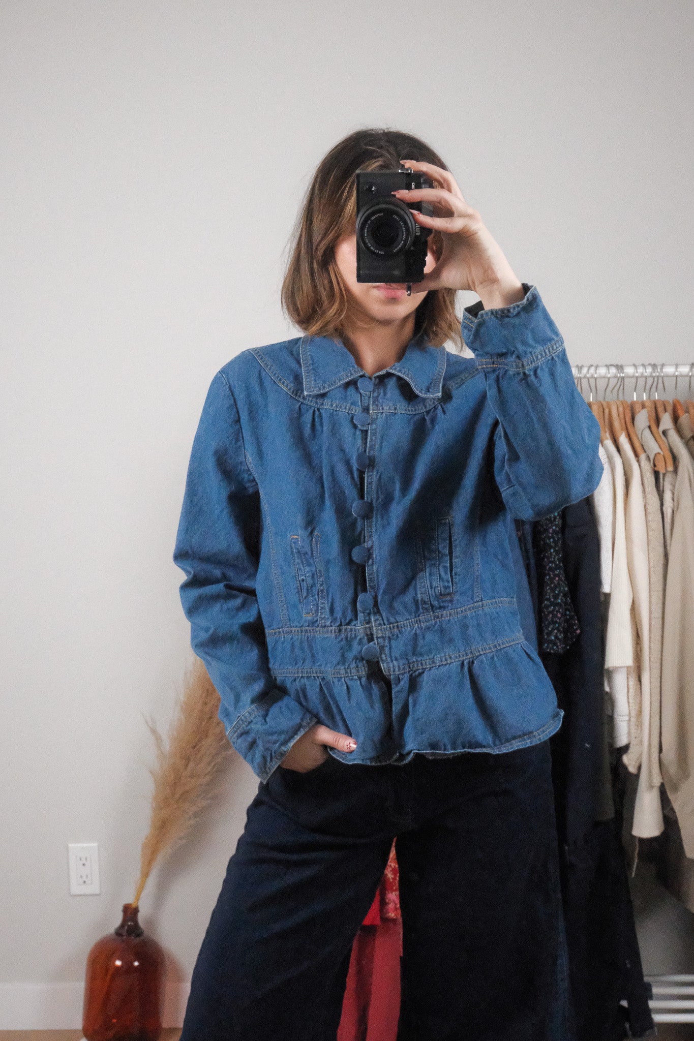 Vintage x Denim Collared Jacket (L)