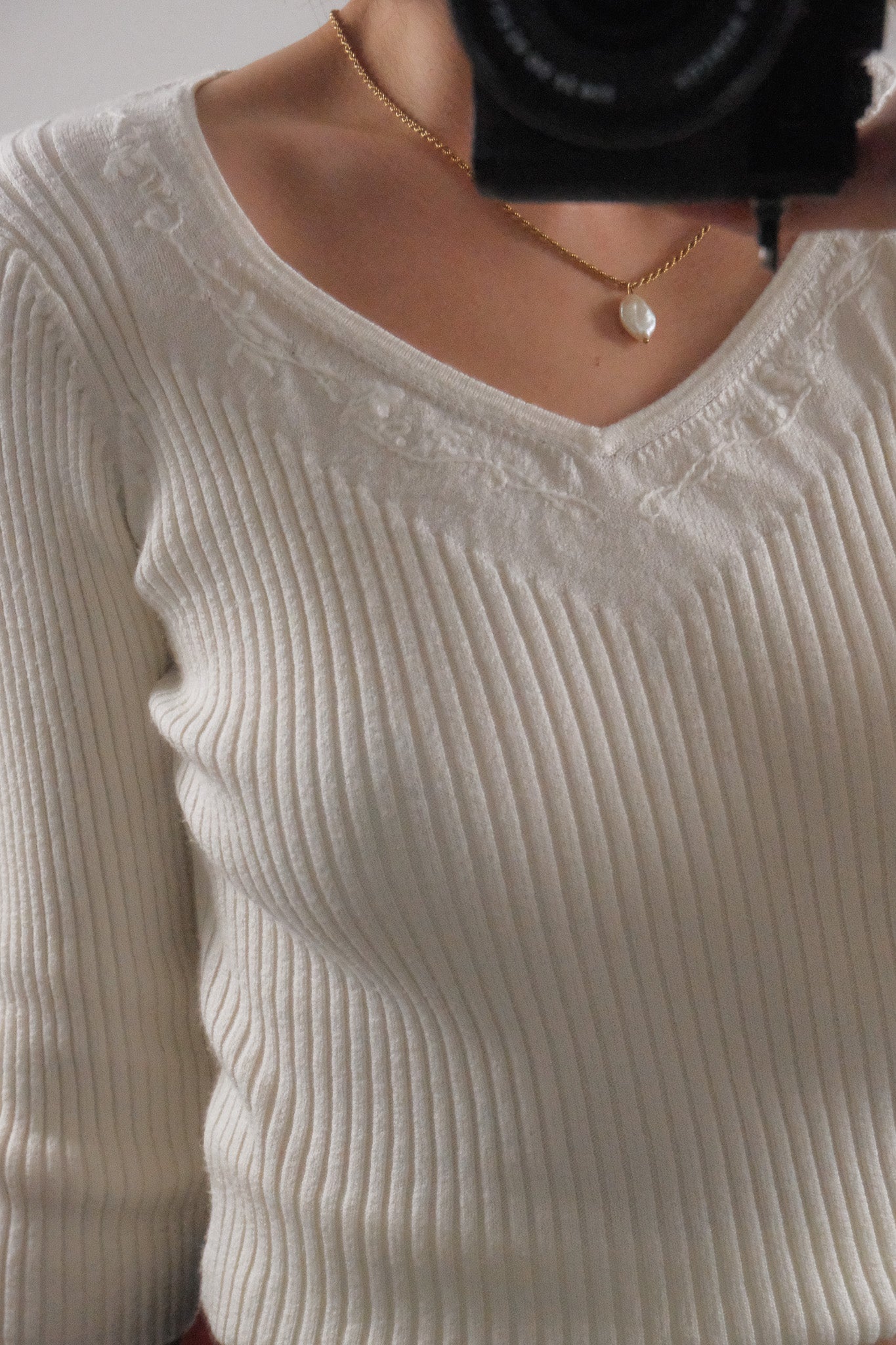Vintage x 3/4 Sleeve Ribbed Top (S/M)