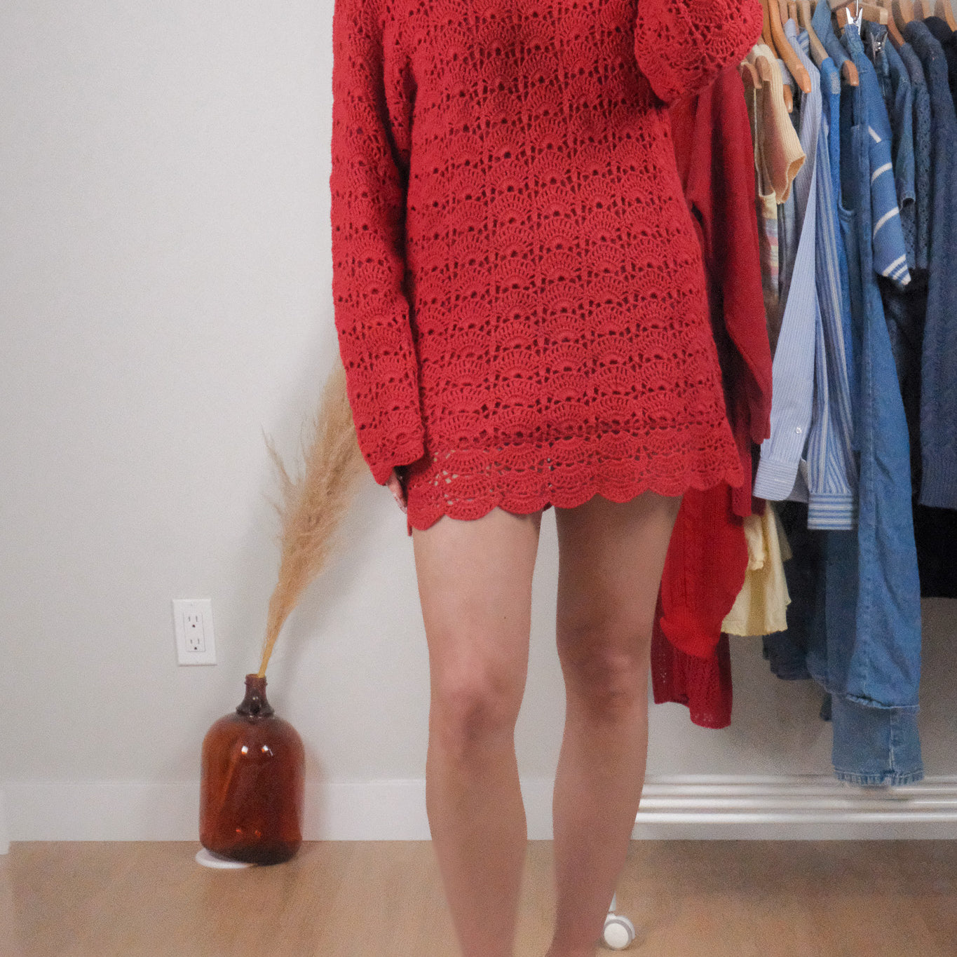 Vintage x Cotton & Ramie Crochet Sweater/Dress (M)
