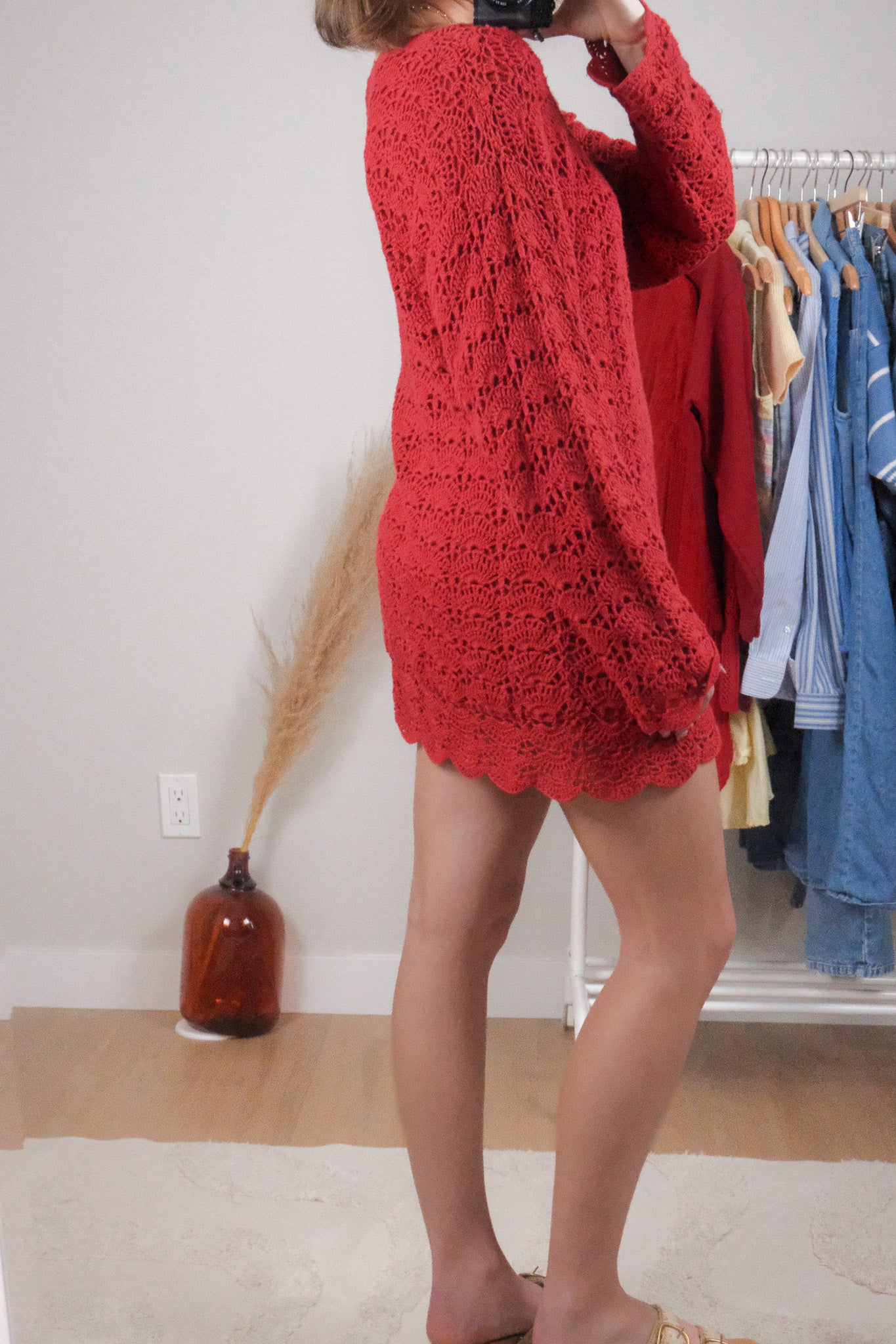 Vintage x Cotton & Ramie Crochet Sweater/Dress (M)