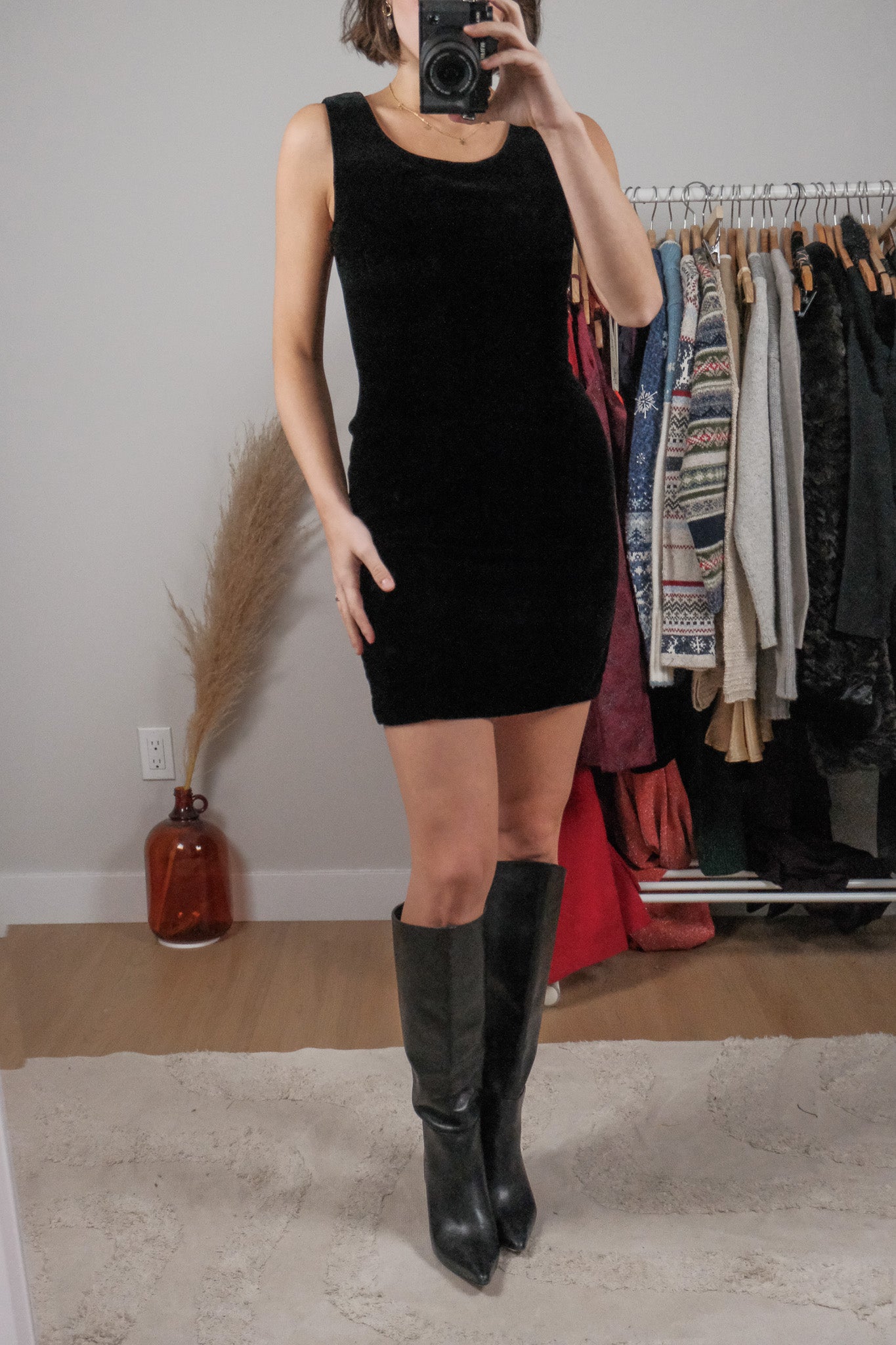 Vintage x Silk Blend Velvet Mini Dress (2/4)