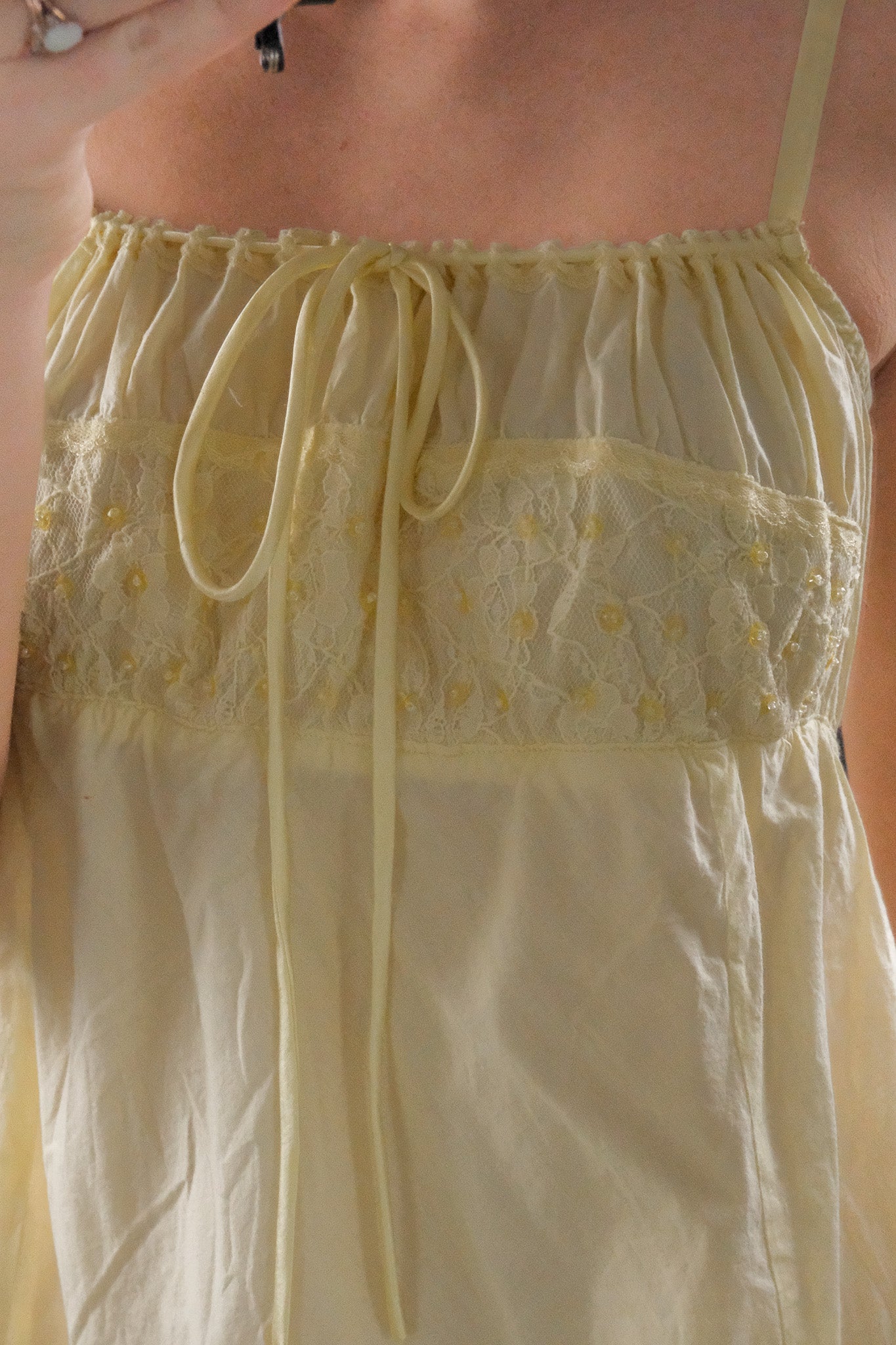 Vintage x Cotton Beaded/Sequin Lace Dress (S)