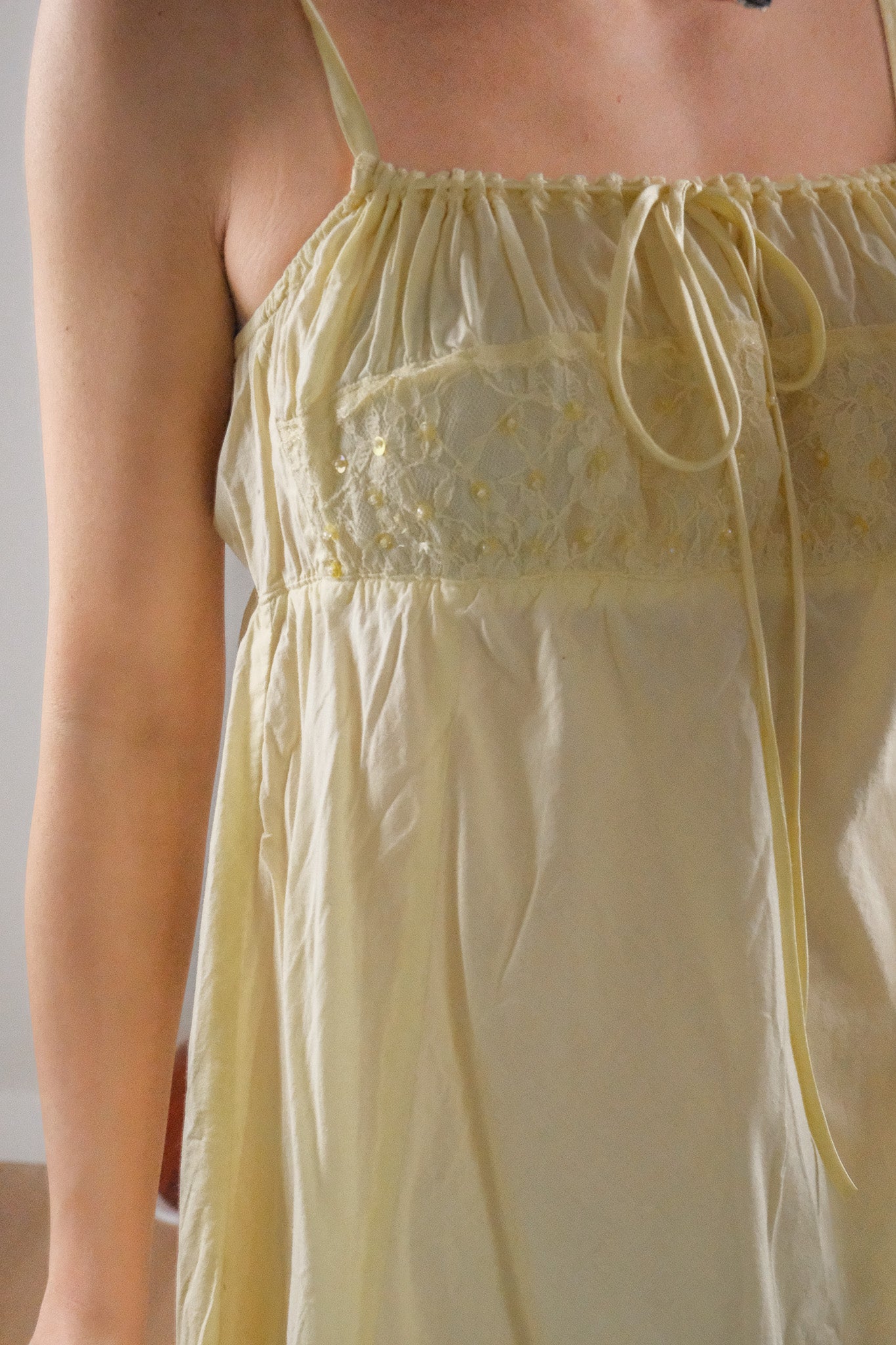 Vintage x Cotton Beaded/Sequin Lace Dress (S)