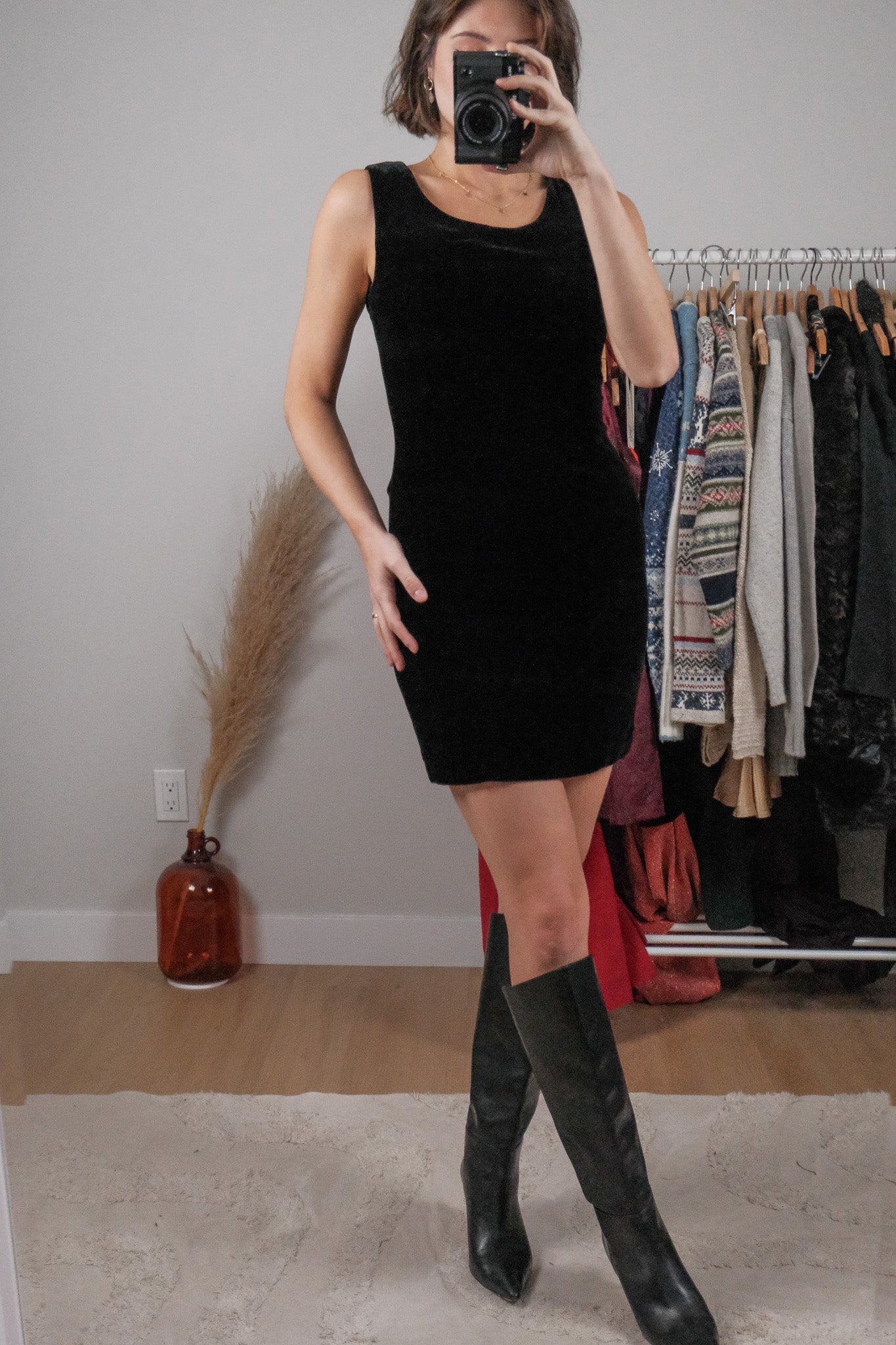 Vintage x Silk Blend Velvet Mini Dress (2/4)