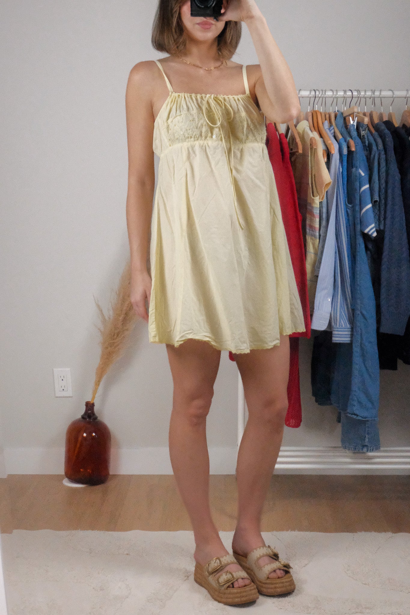 Vintage x Cotton Beaded/Sequin Lace Dress (S)