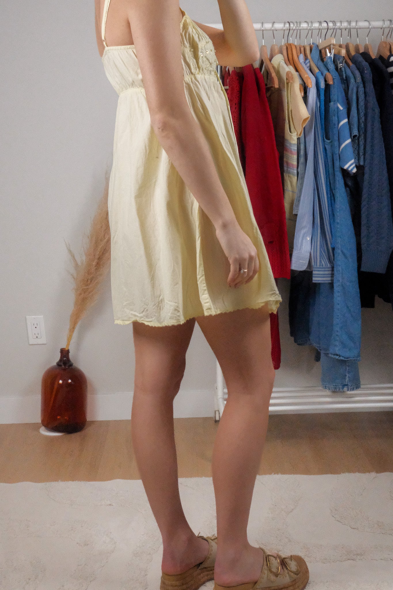 Vintage x Cotton Beaded/Sequin Lace Dress (S)