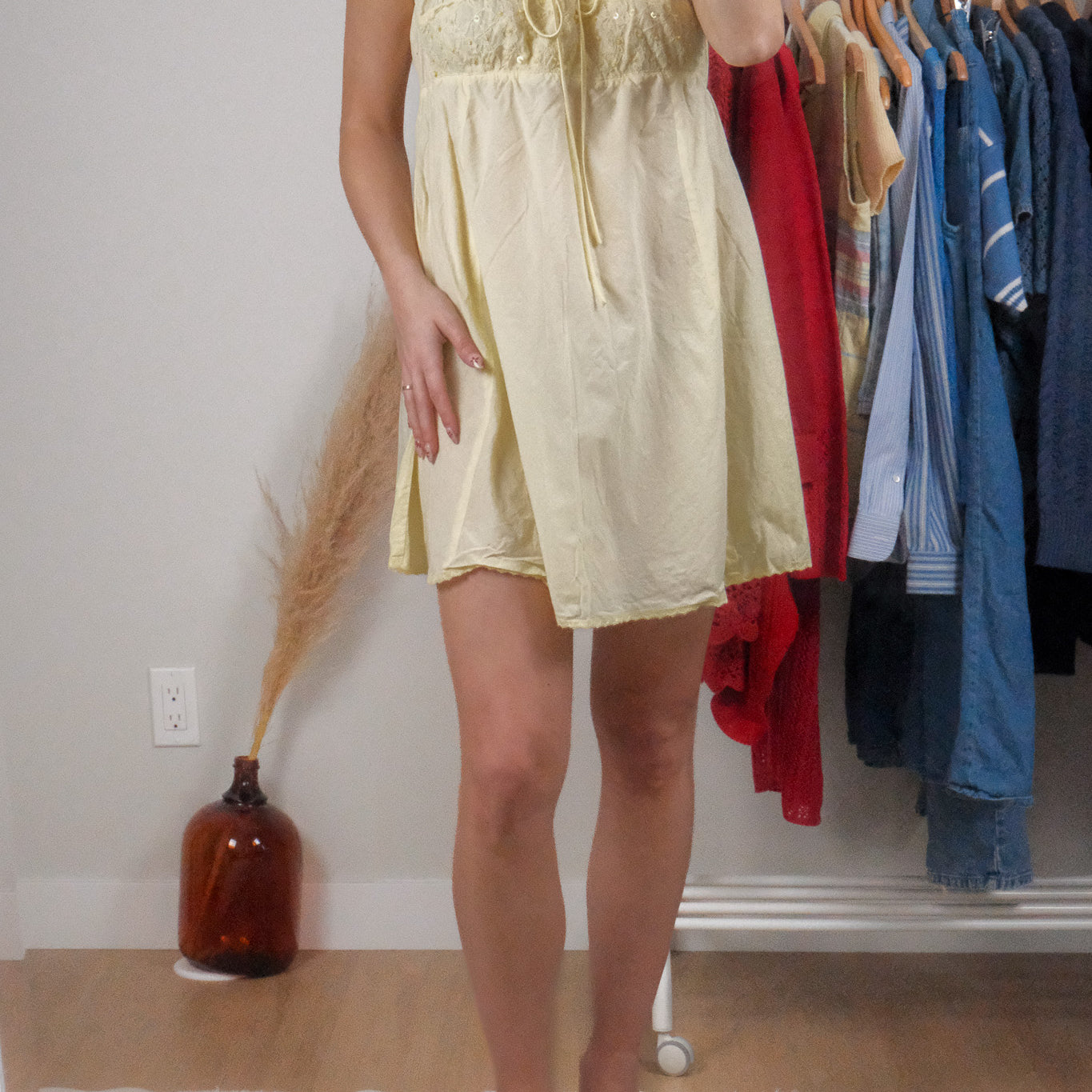 Vintage x Cotton Beaded/Sequin Lace Dress (S)