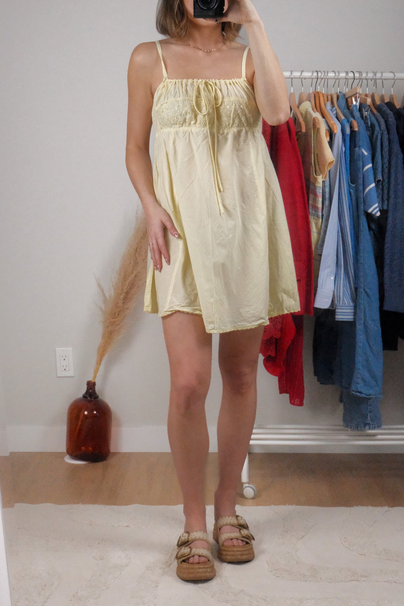 Vintage x Cotton Beaded/Sequin Lace Dress (S)