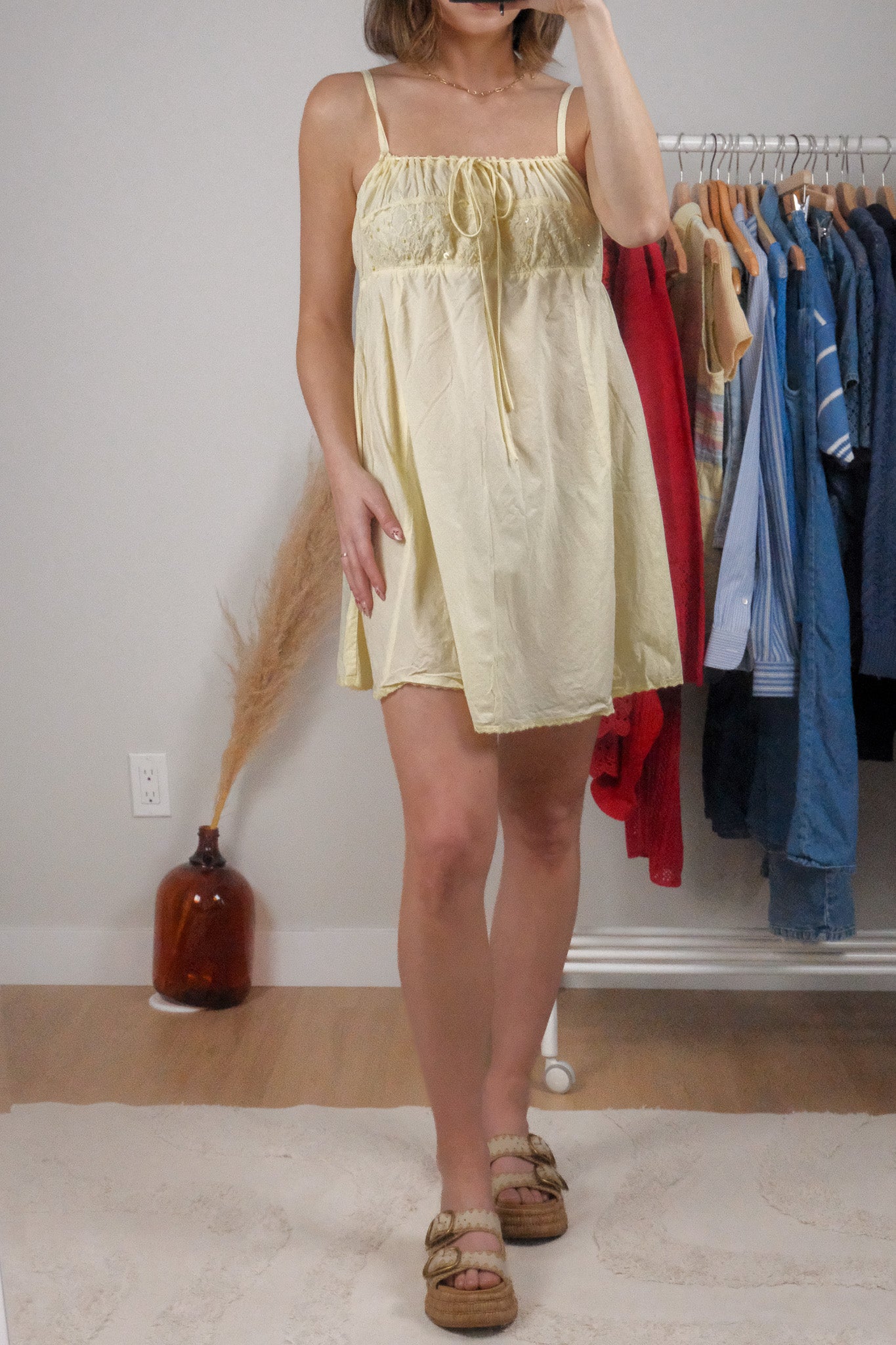 Vintage x Cotton Beaded/Sequin Lace Dress (S)