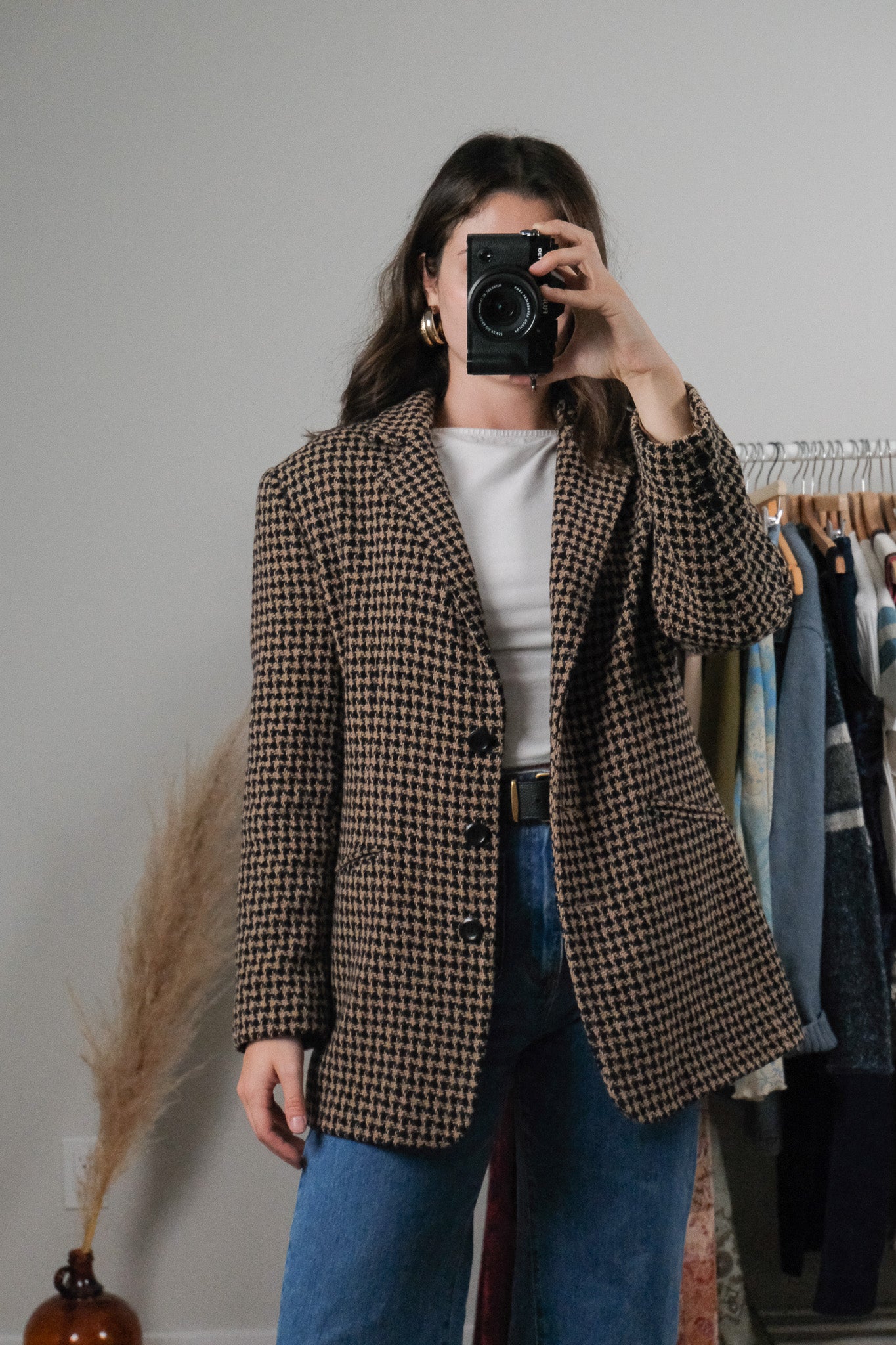 Vintage x Wool Blend Houndstooth Blazer (M)