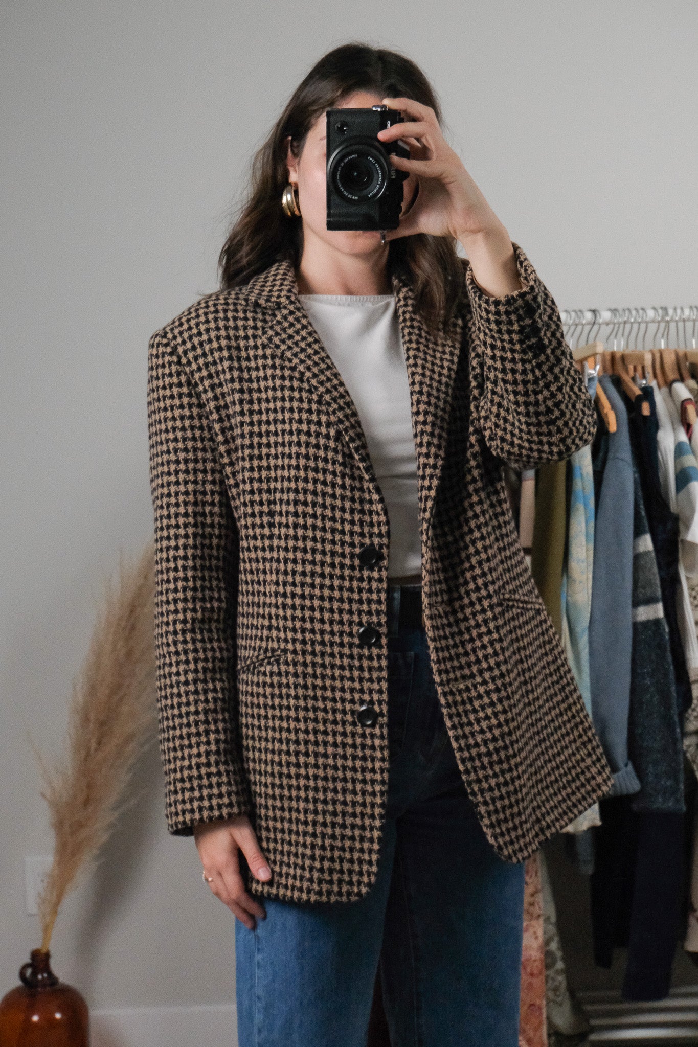 Vintage x Wool Blend Houndstooth Blazer (M)