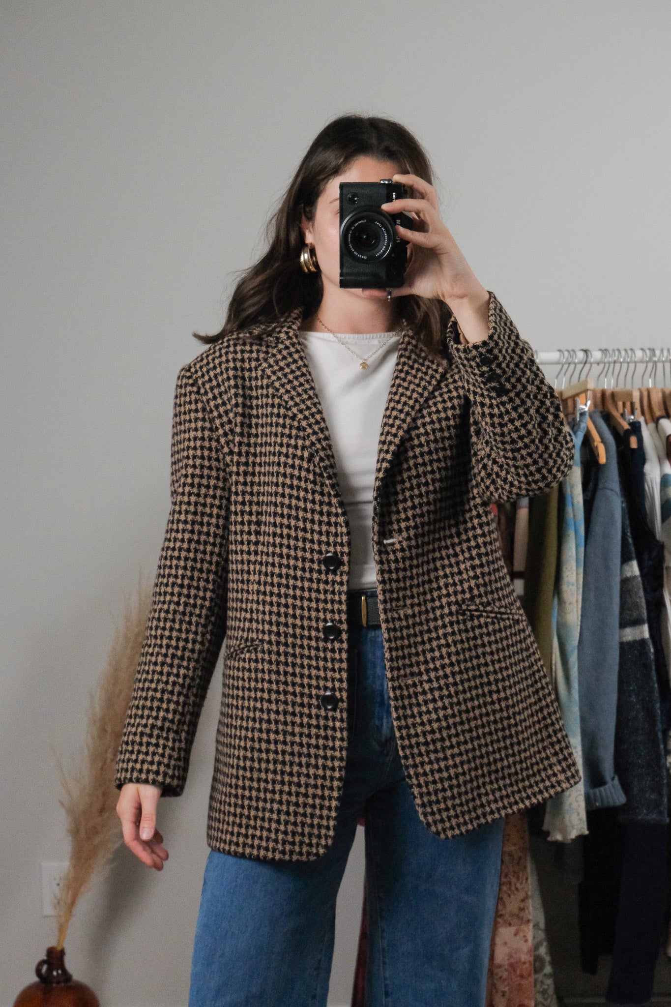 Vintage x Wool Blend Houndstooth Blazer (M)