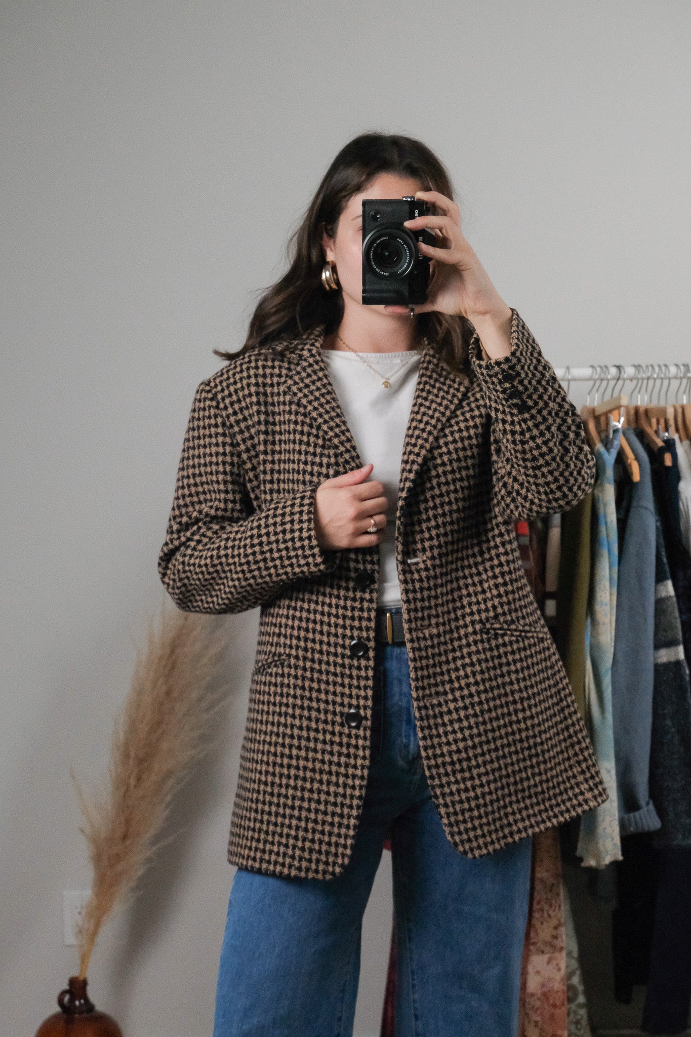 Vintage x Wool Blend Houndstooth Blazer (M)