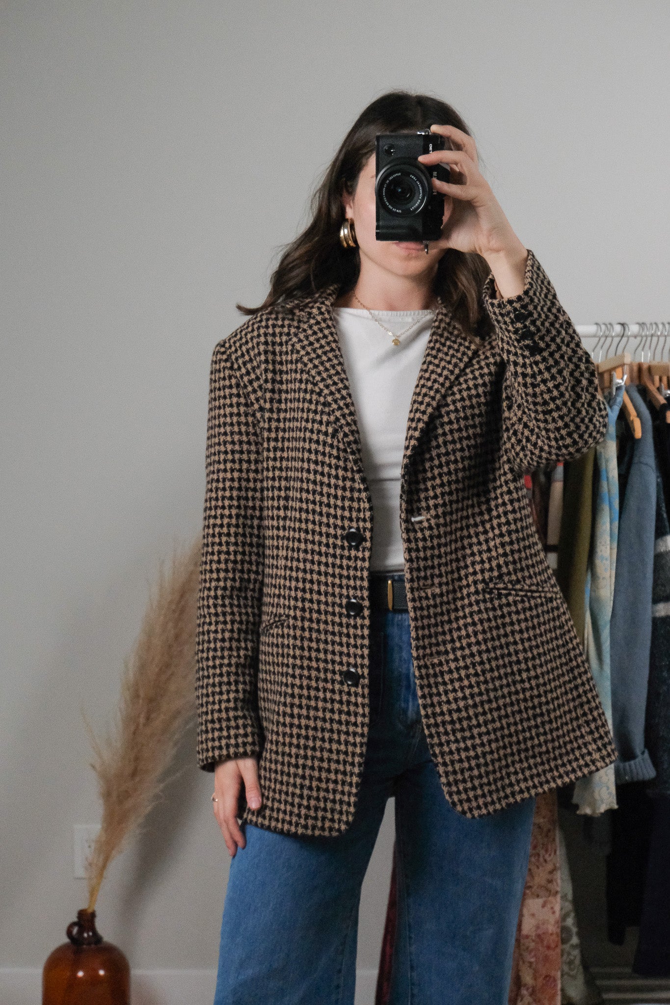 Vintage x Wool Blend Houndstooth Blazer (M)