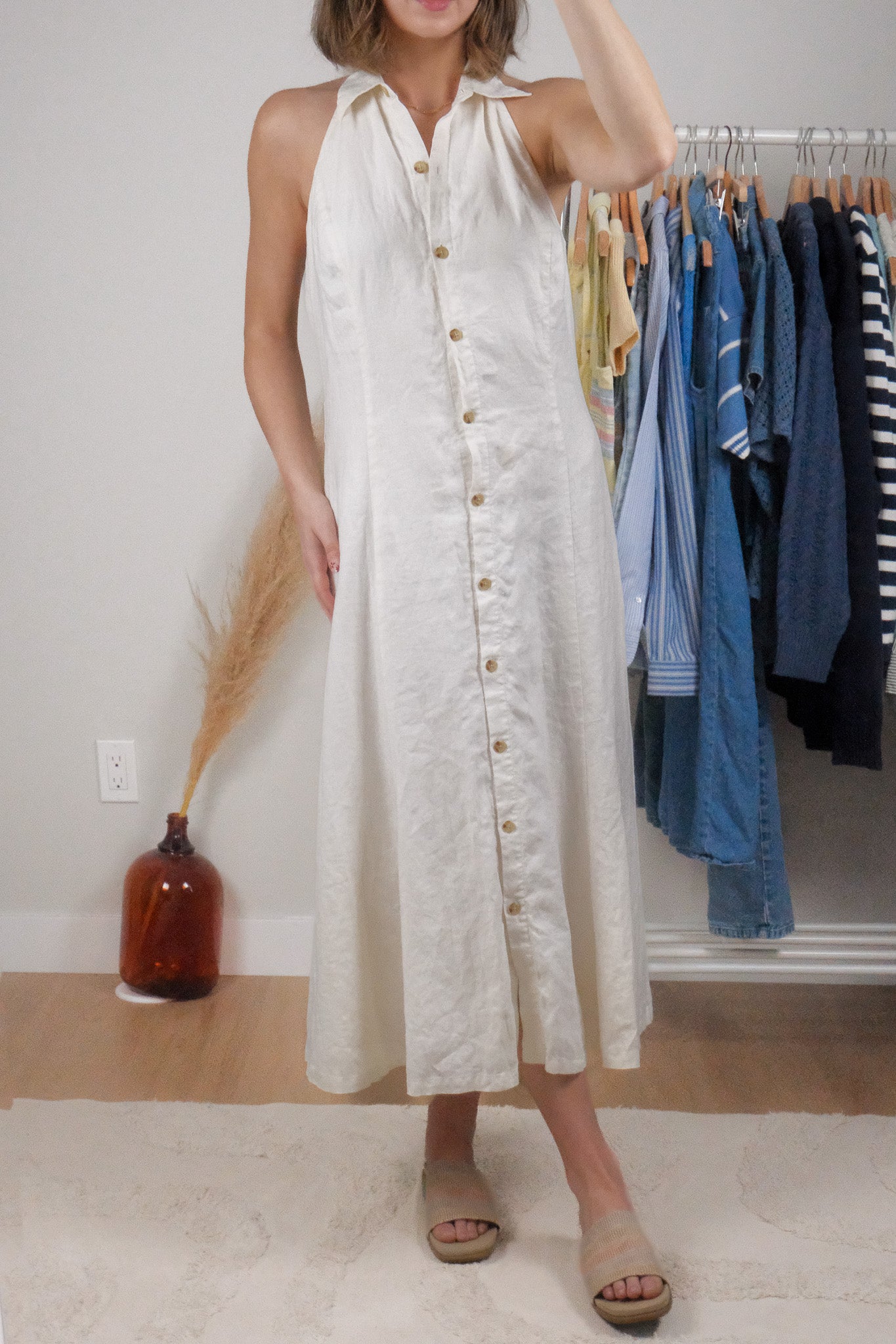 Vintage x Ralph Lauren x 100% Linen Halter Maxi Dress (6)