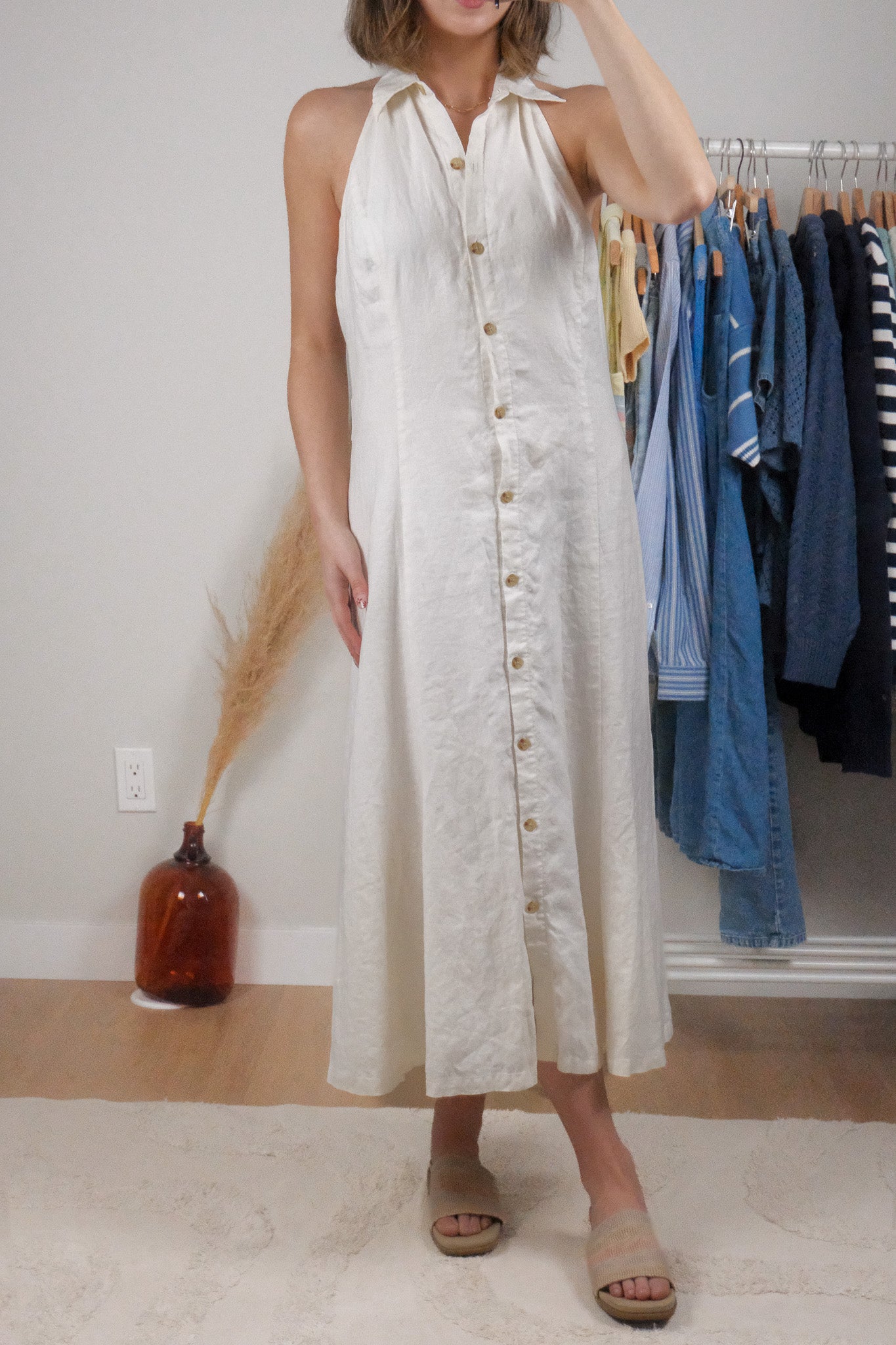 Vintage x Ralph Lauren x 100% Linen Halter Maxi Dress (6)