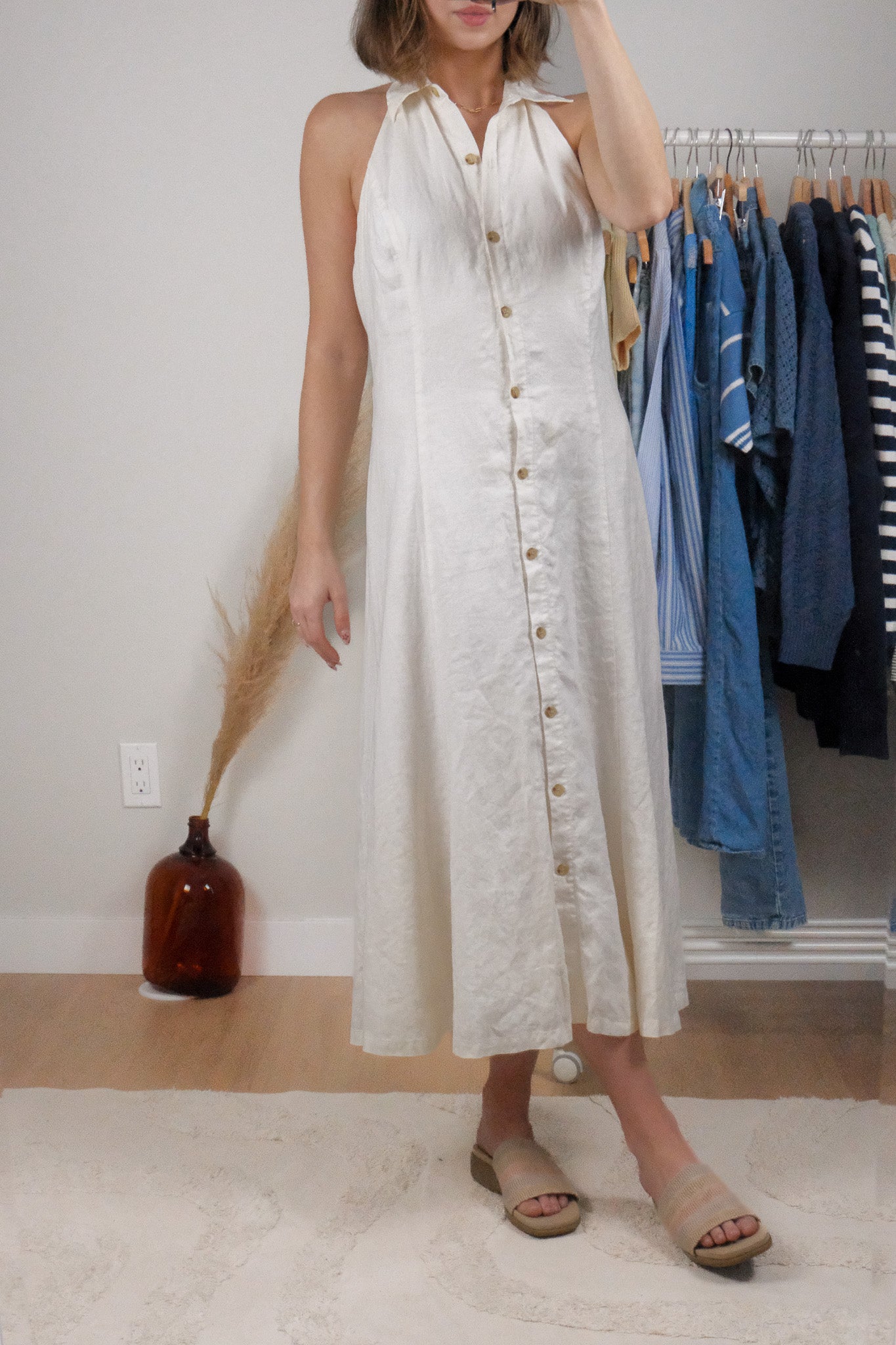 Vintage x Ralph Lauren x 100% Linen Halter Maxi Dress (6)
