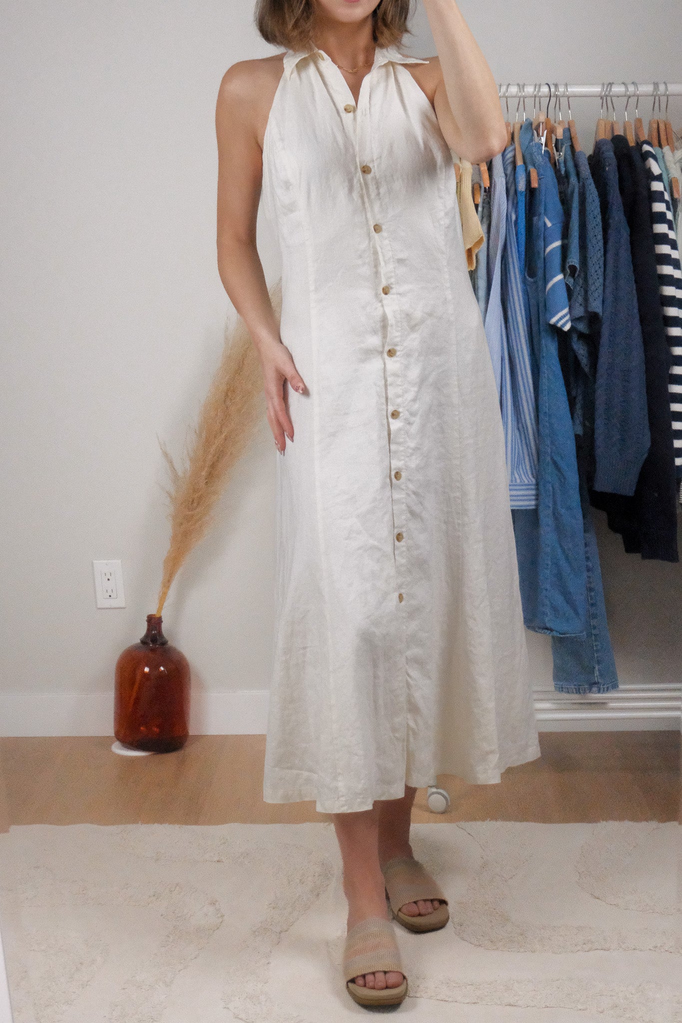 Vintage x Ralph Lauren x 100% Linen Halter Maxi Dress (6)