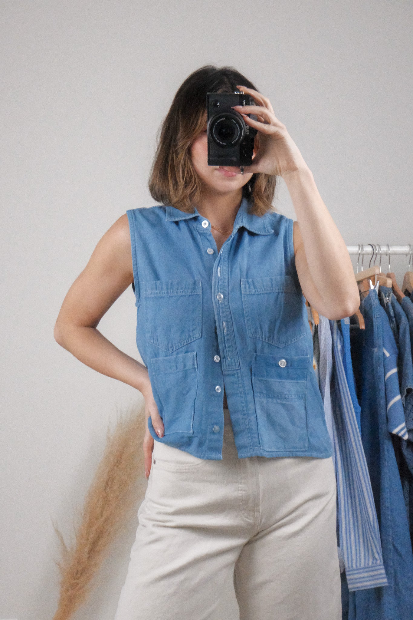Vintage x Denim Pocket Cropped Tank (S/M)