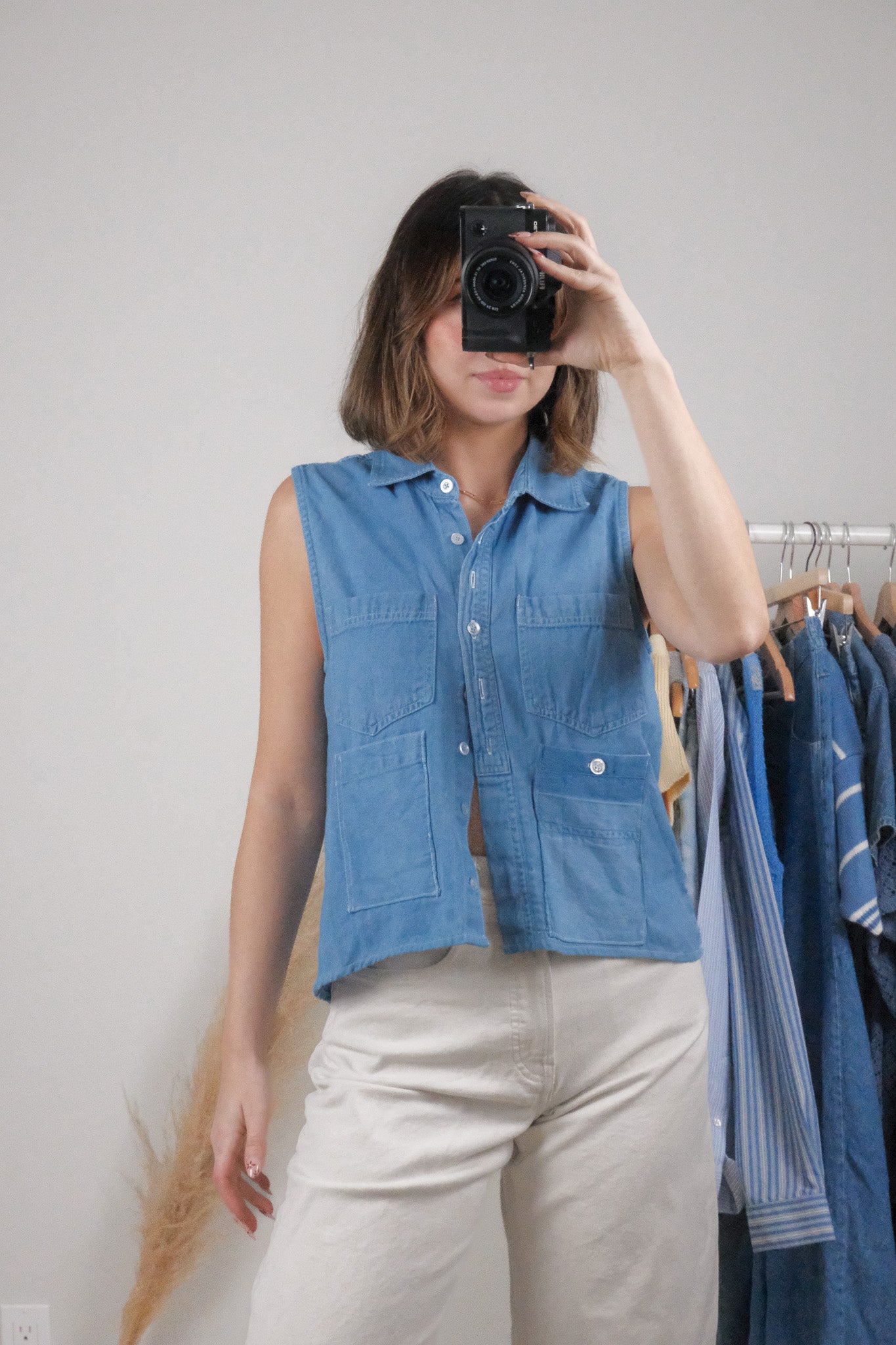 Vintage x Denim Pocket Cropped Tank (S/M)