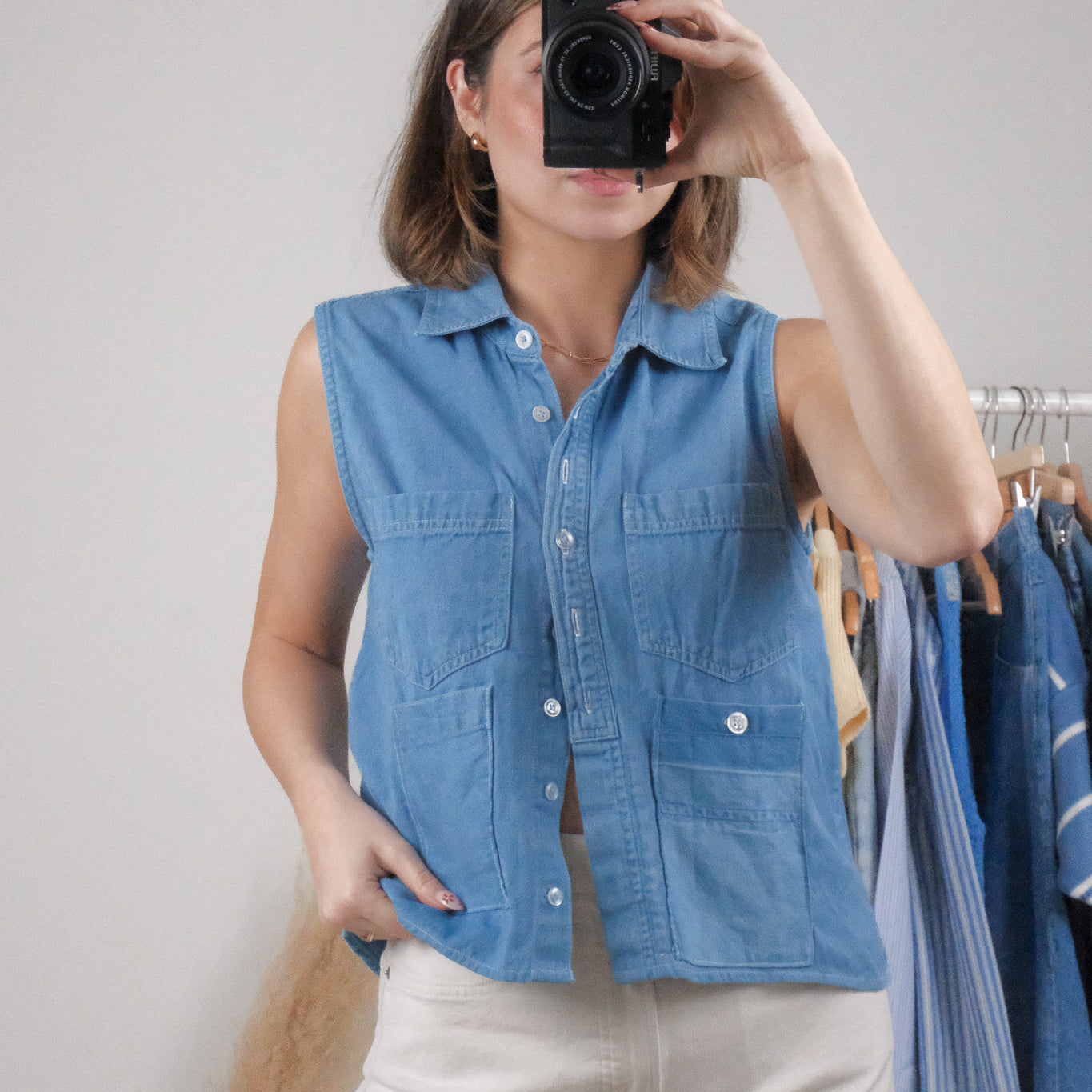 Vintage x Denim Pocket Cropped Tank (S/M)