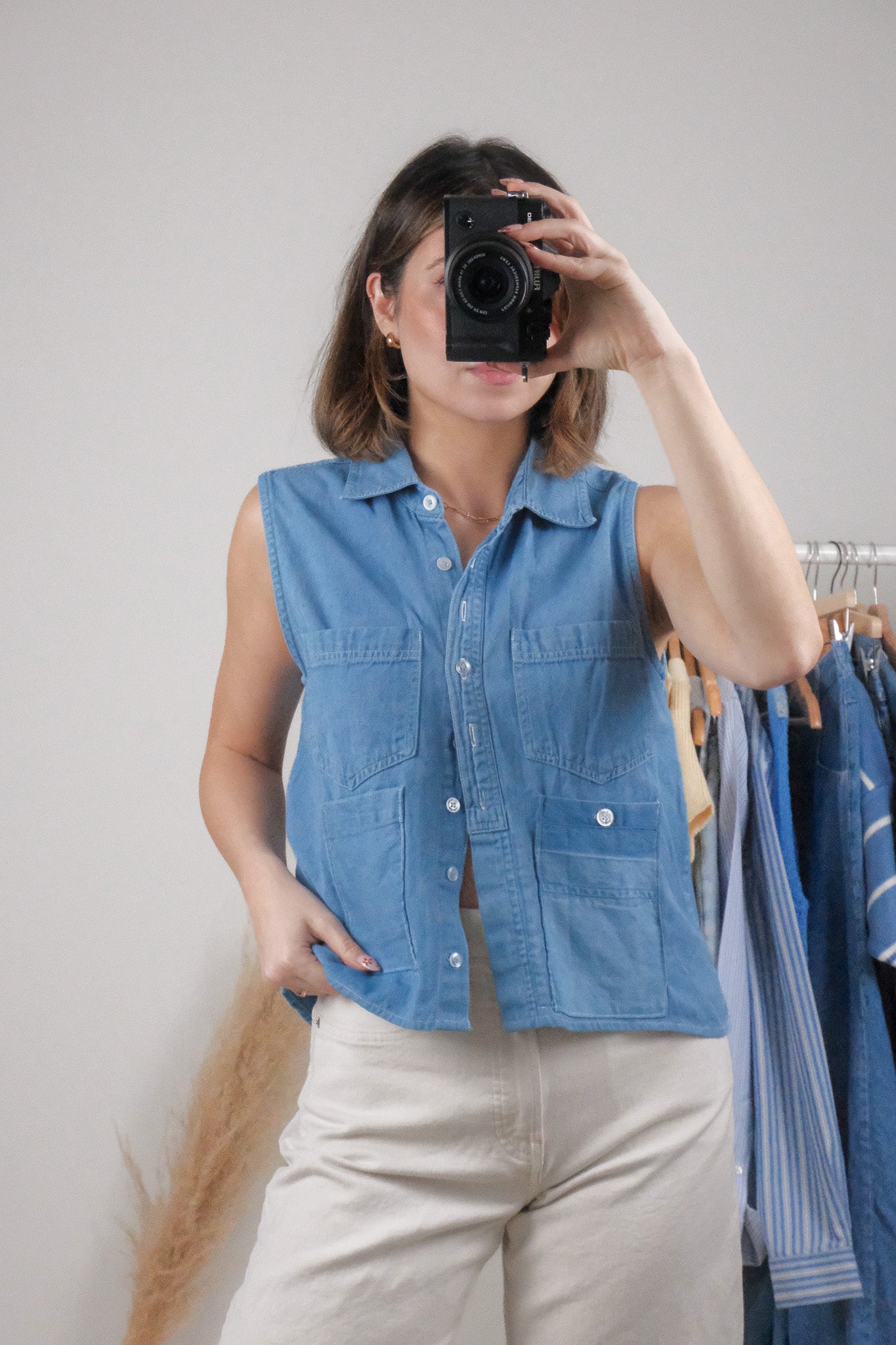 Vintage x Denim Pocket Cropped Tank (S/M)