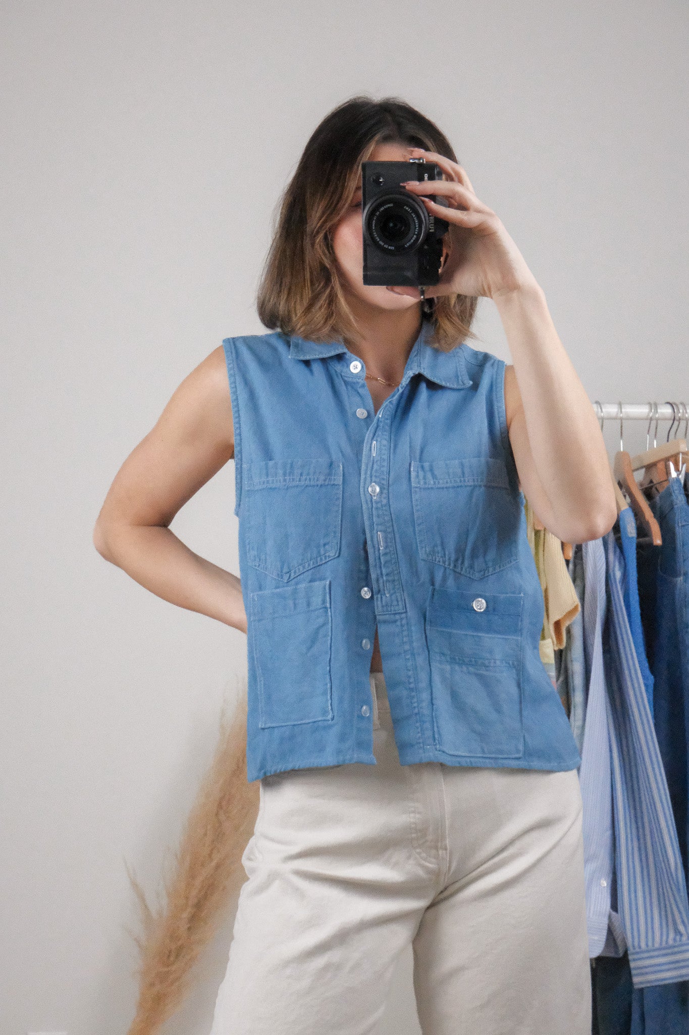 Vintage x Denim Pocket Cropped Tank (S/M)