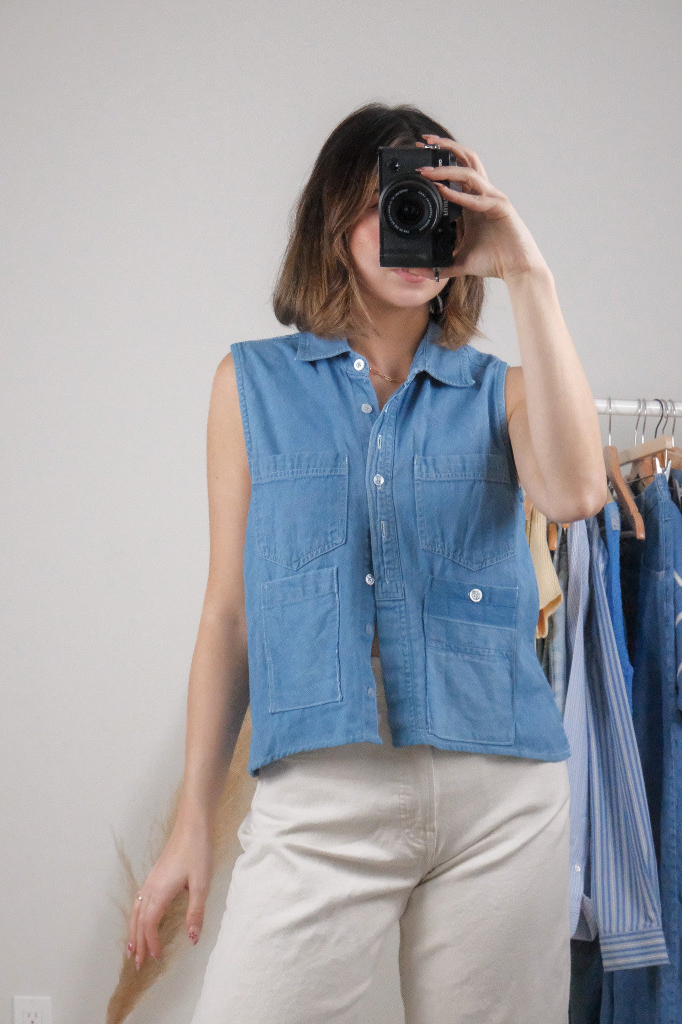 Vintage x Denim Pocket Cropped Tank (S/M)