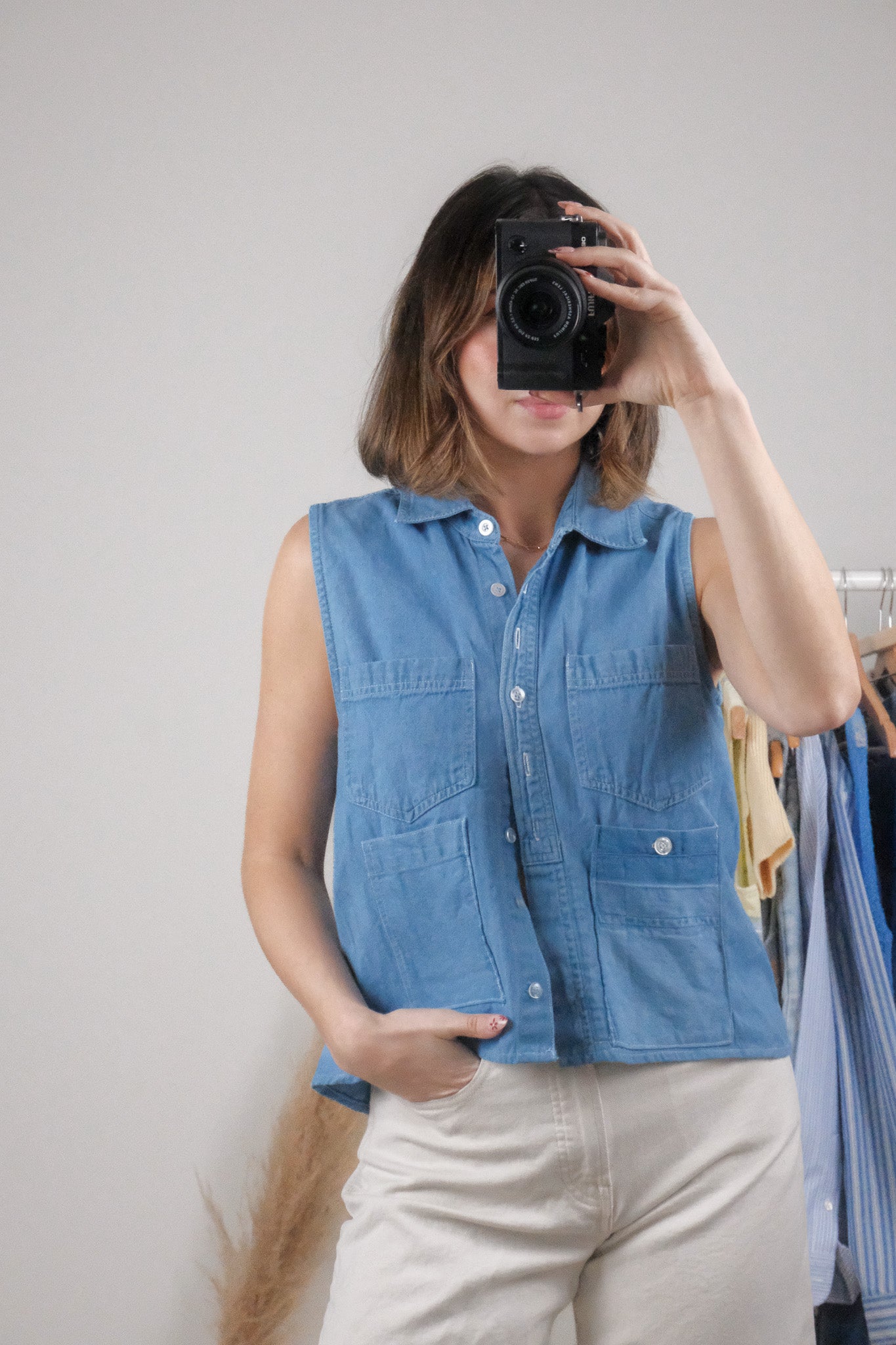 Vintage x Denim Pocket Cropped Tank (S/M)