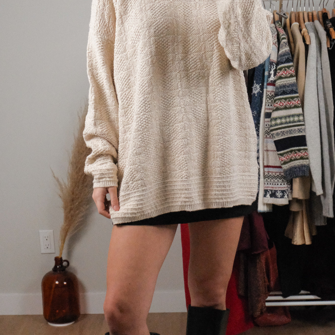 Made in USA x Vintage x Shimmer Textured Knit (L)