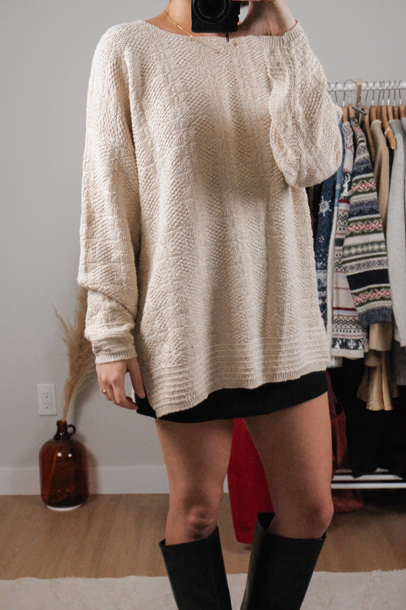 Made in USA x Vintage x Shimmer Textured Knit (L)