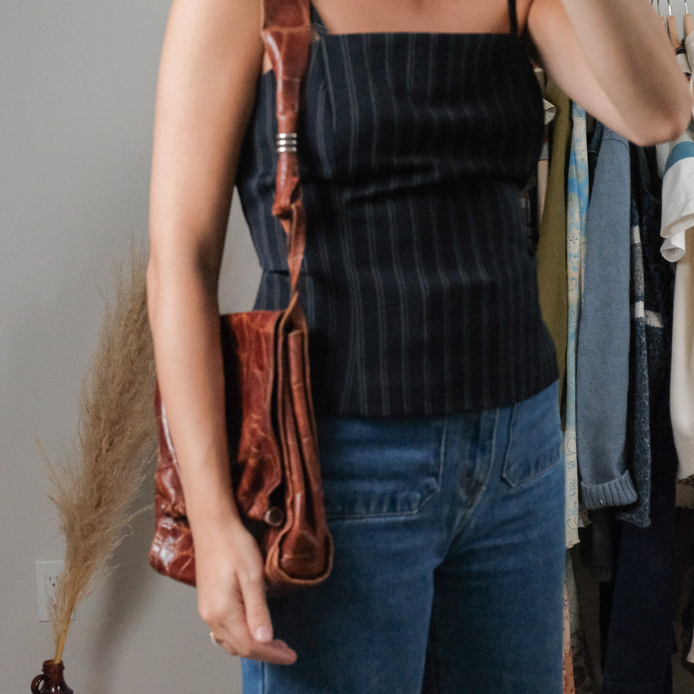 Made in Italy x Vintage x Leather Croc Patterned Purse