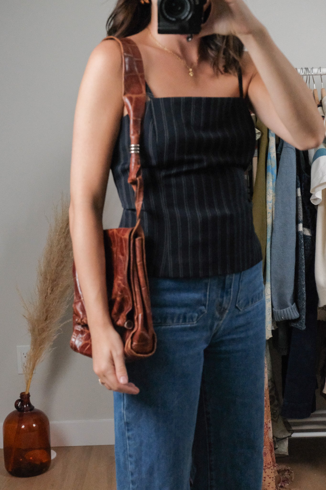 Made in Italy x Vintage x Leather Croc Patterned Purse
