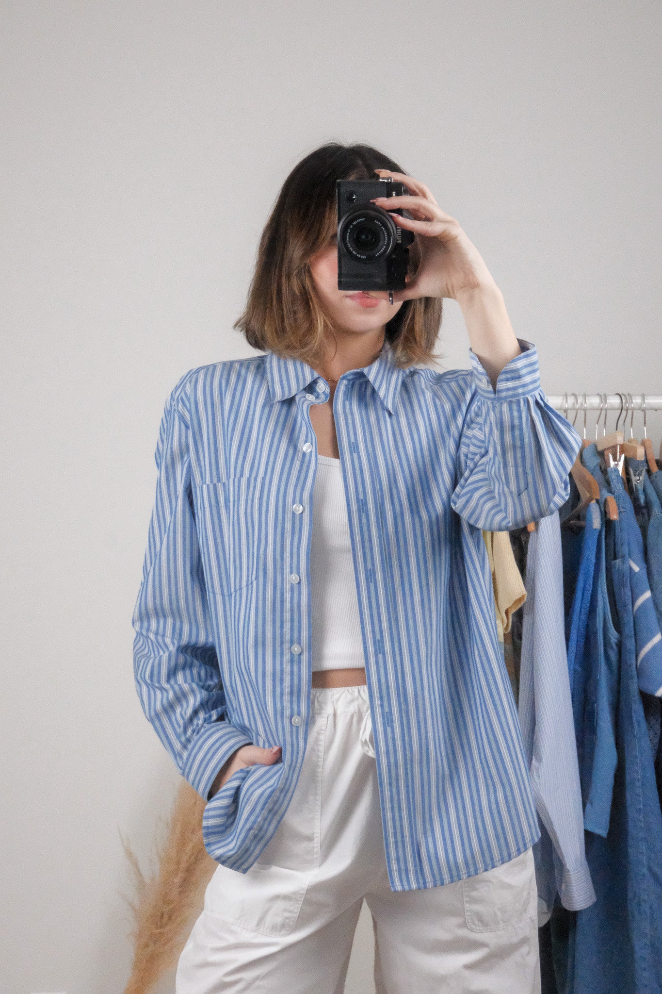 Vintage x Pinstripe Button Down (S/M)