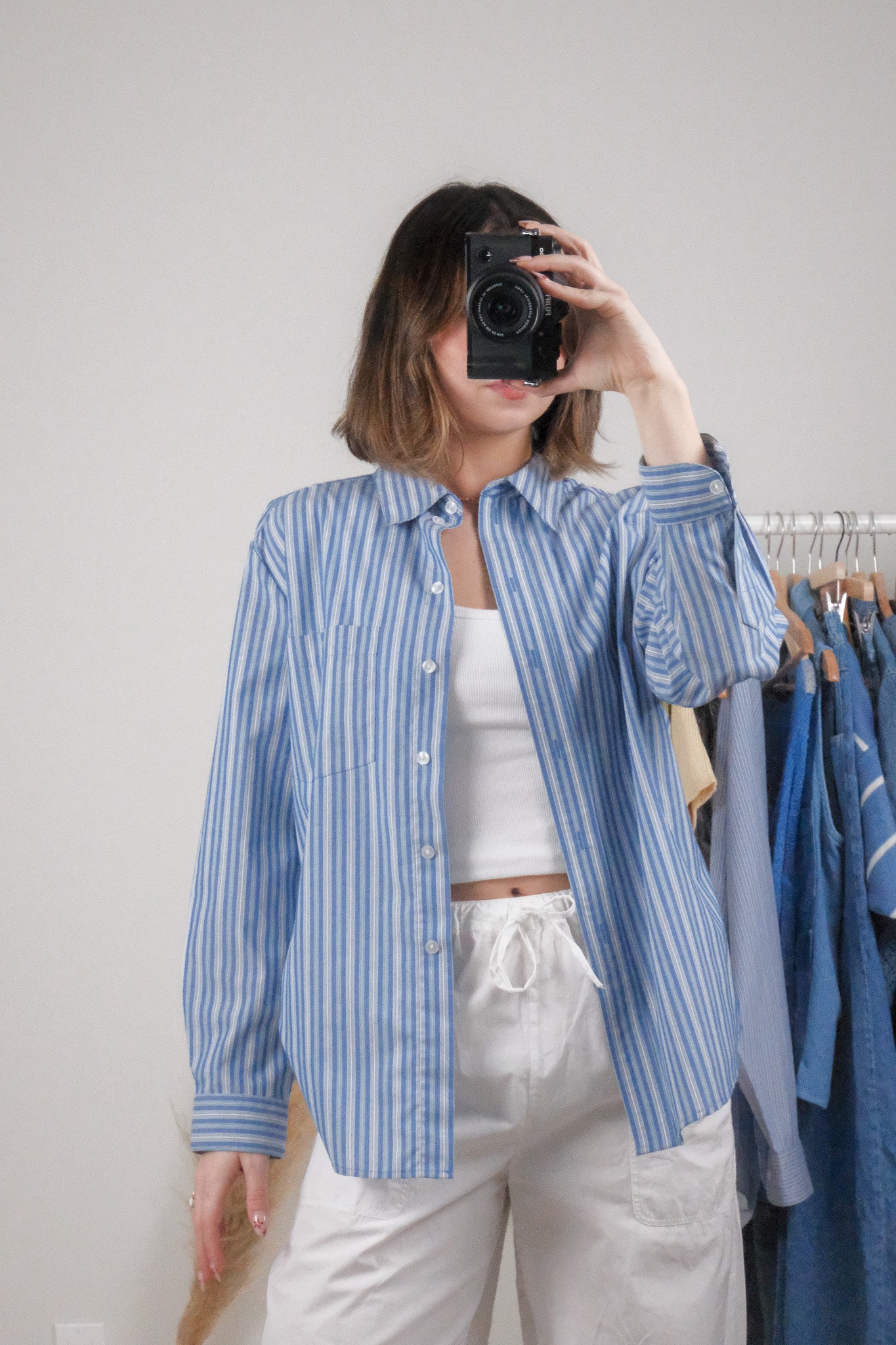 Vintage x Pinstripe Button Down (S/M)