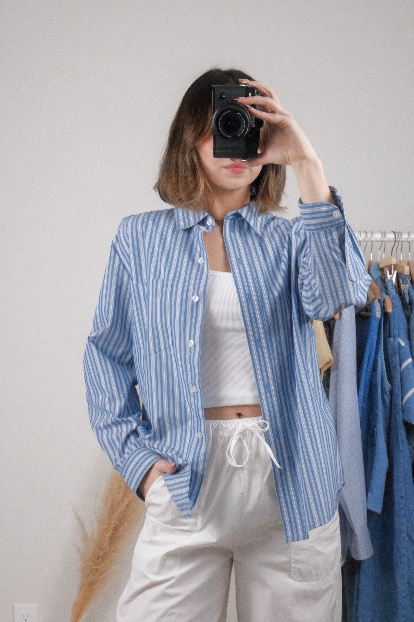 Vintage x Pinstripe Button Down (S/M)