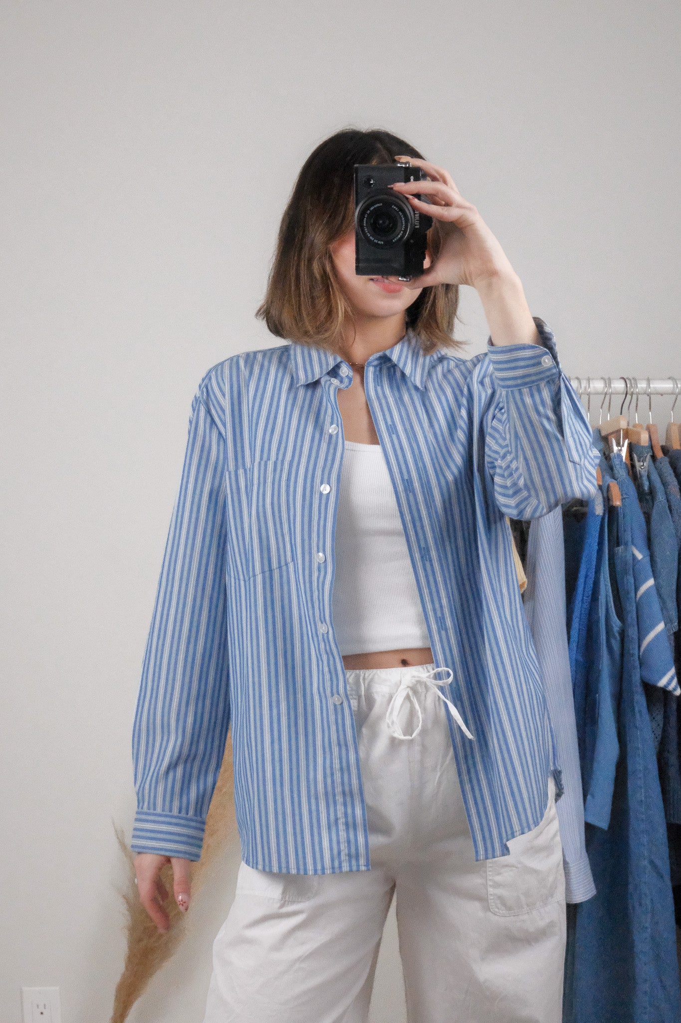 Vintage x Pinstripe Button Down (S/M)