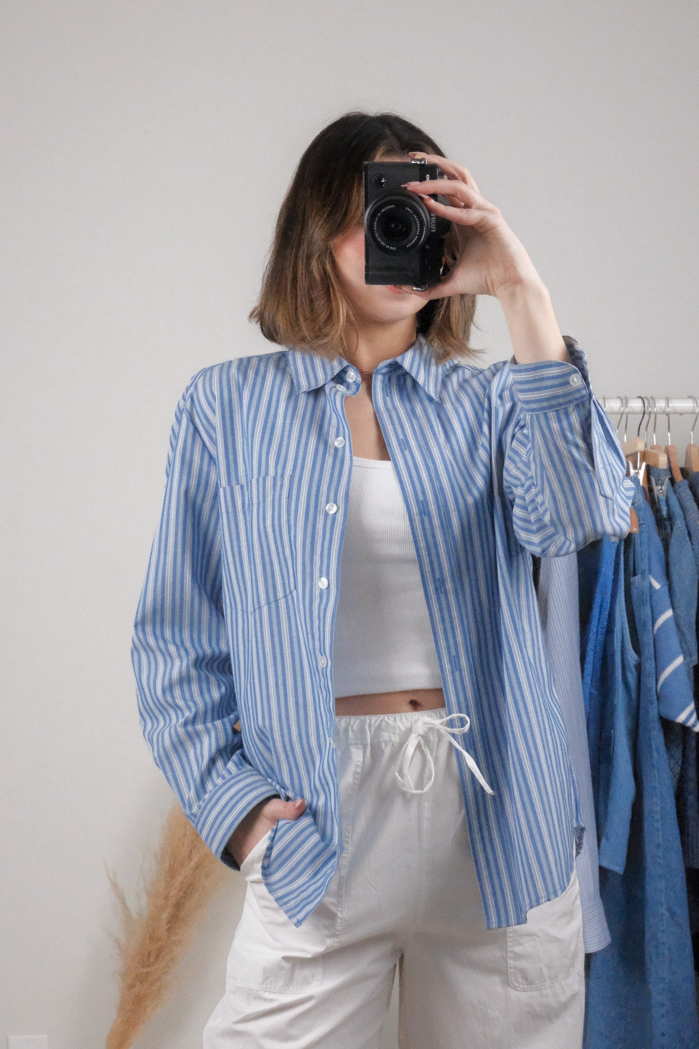 Vintage x Pinstripe Button Down (S/M)