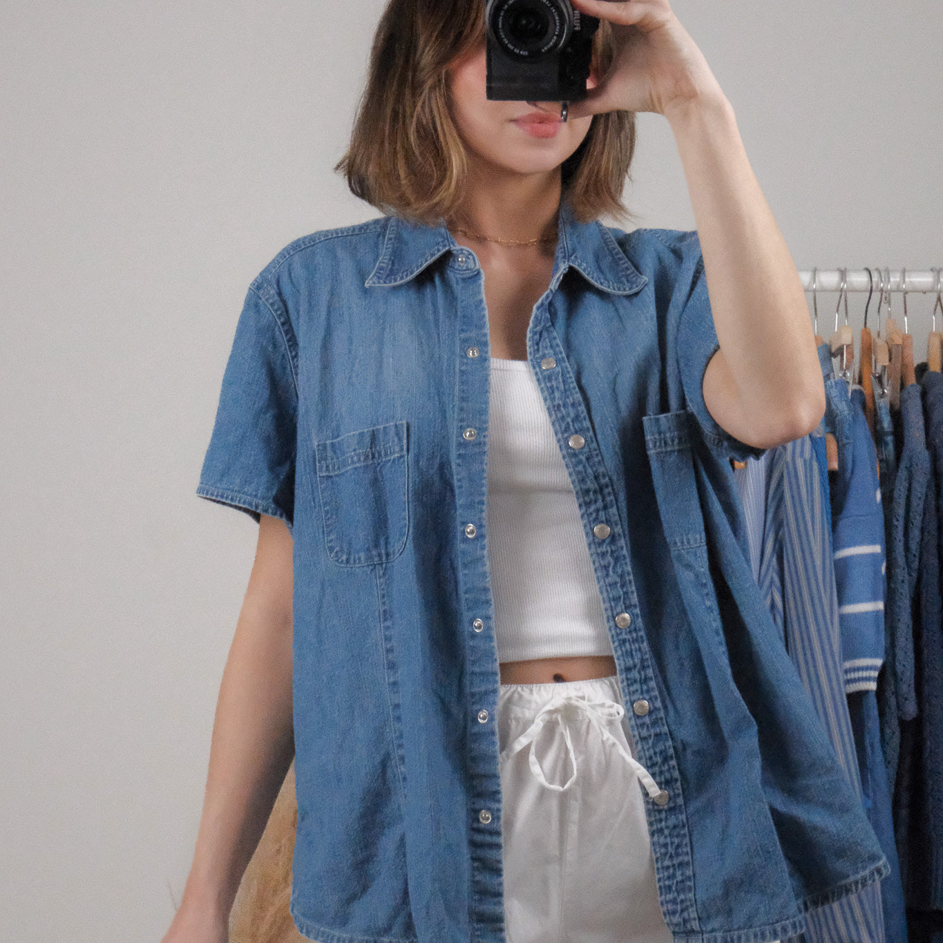 Vintage x Eddie Bauer x Denim Short Sleeve (L/XL)