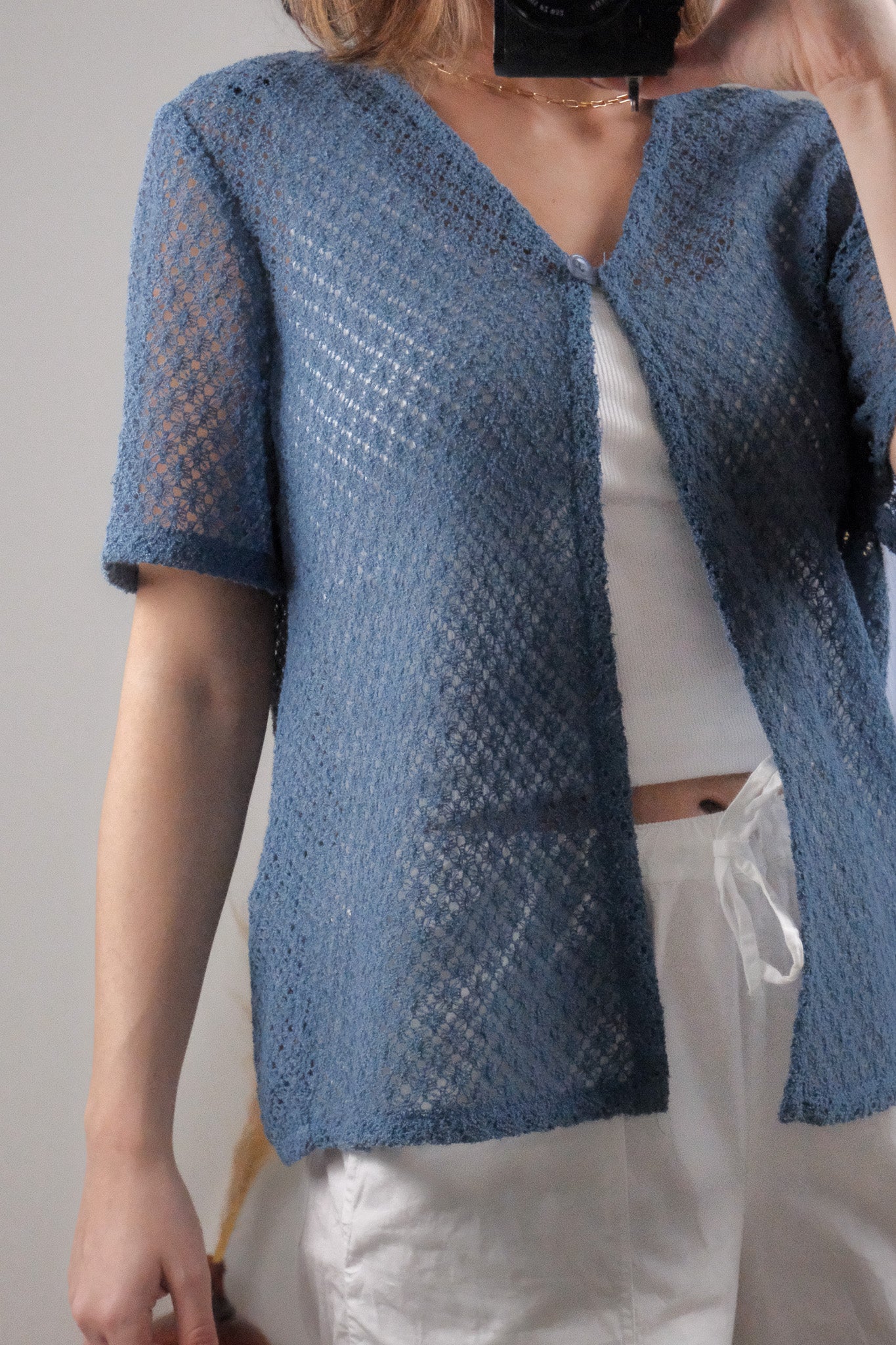 Made in Canada x Vintage x Short Sleeve Knit Cardigan (M)