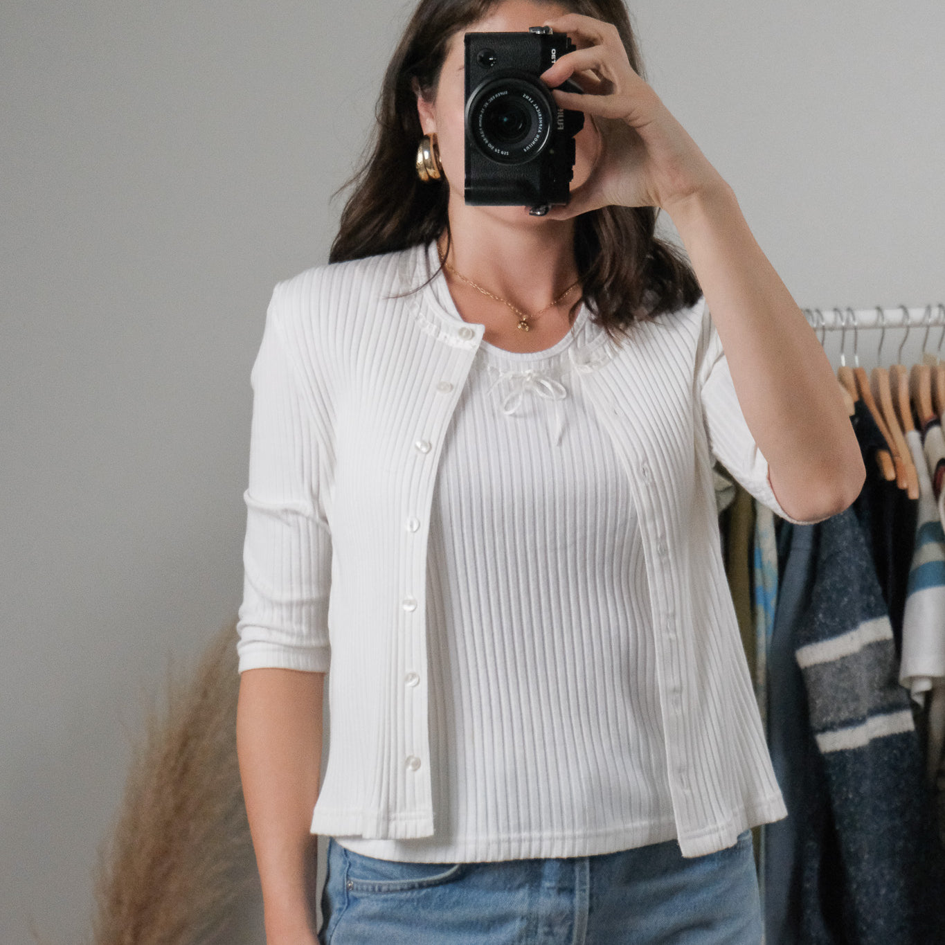 Vintage x 2 Piece Tank + Cardigan Set (S/M)