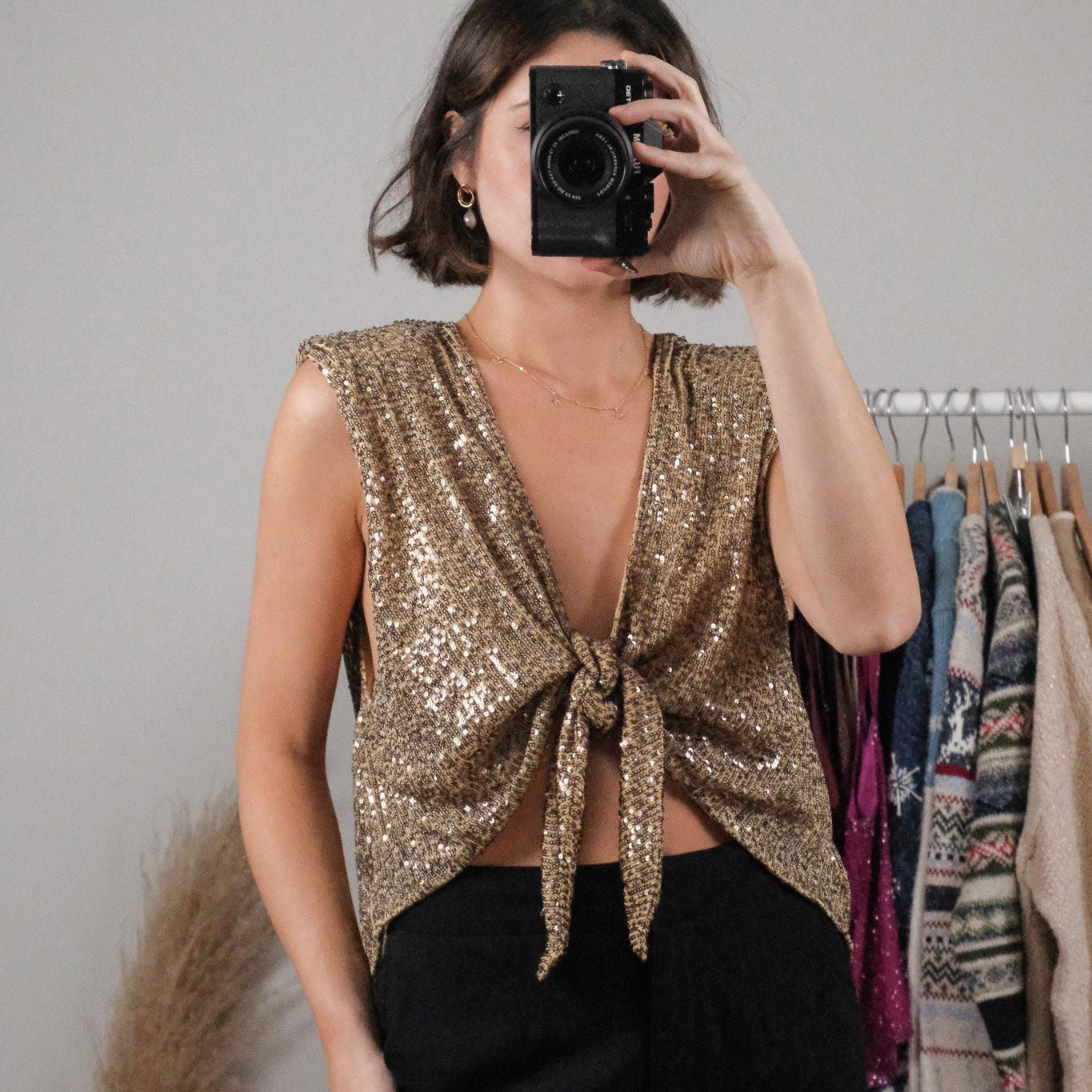 Free People x Sequin Tie Tank (M)