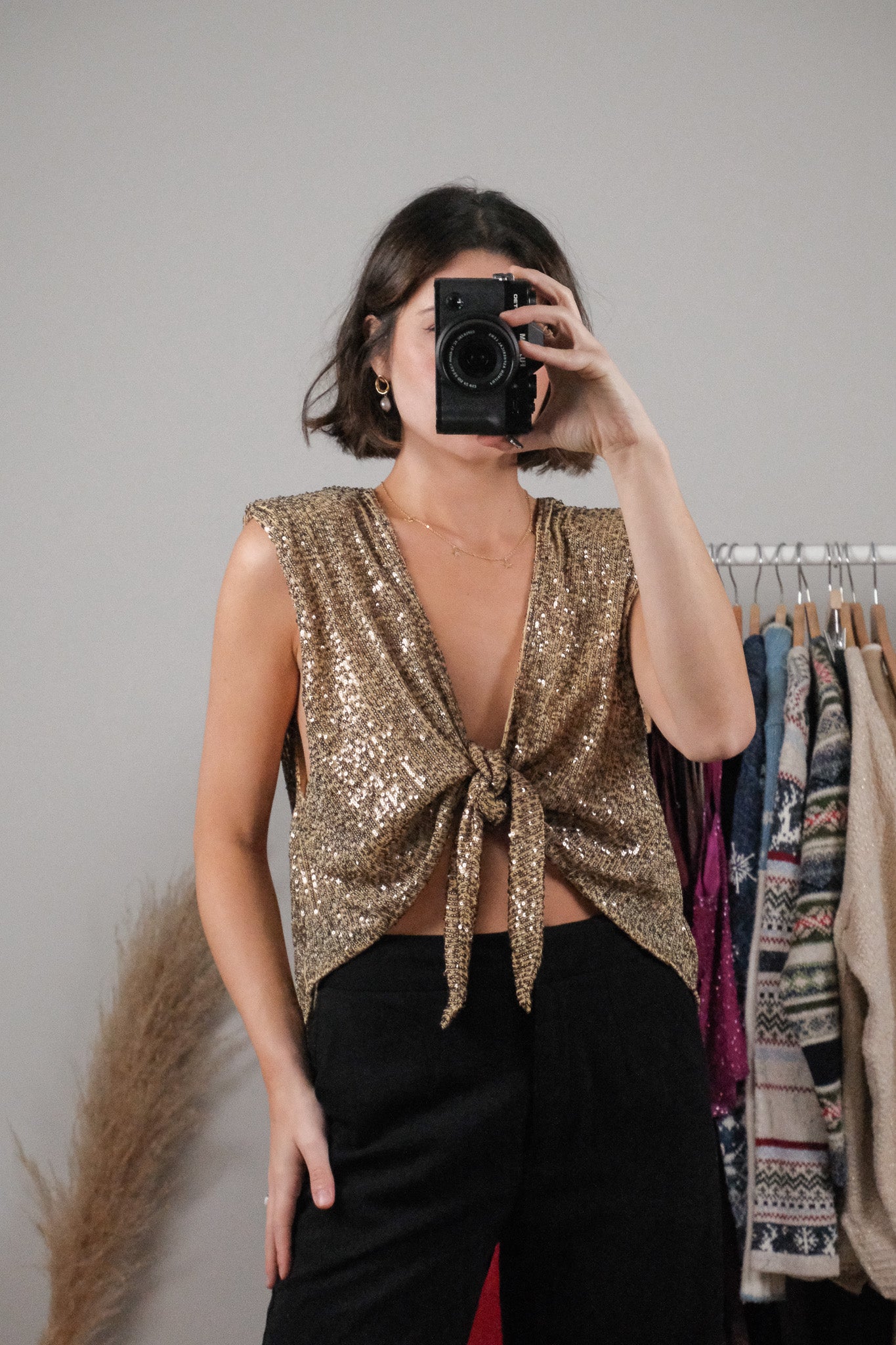 Free People x Sequin Tie Tank (M)