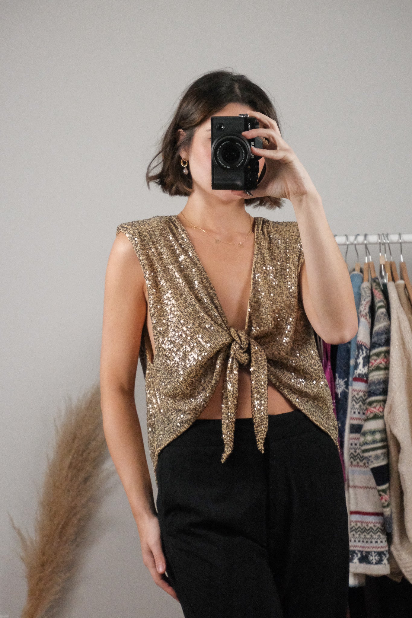 Free People x Sequin Tie Tank (M)